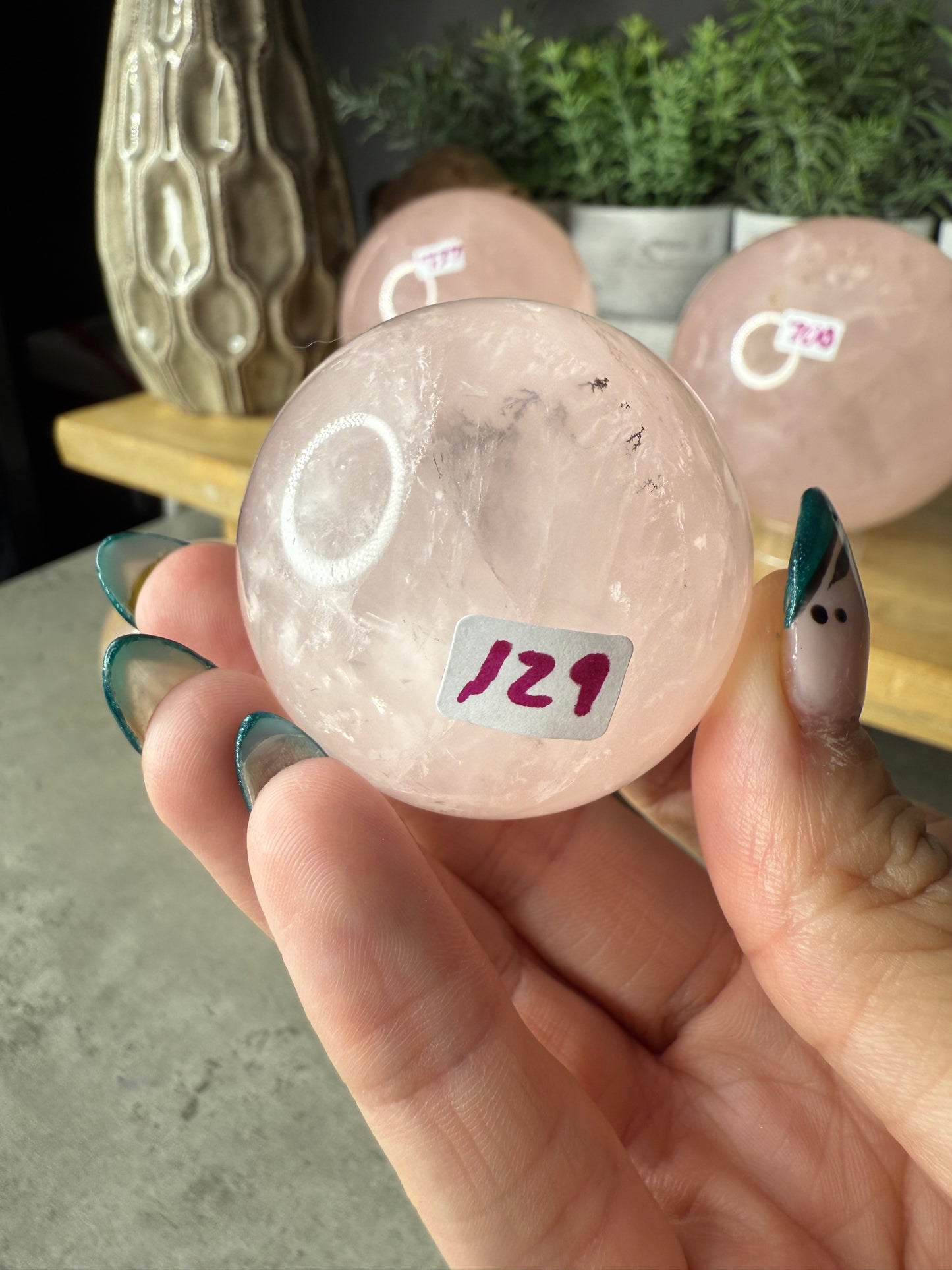 Rose Quartz Crystal Spheres Dendritic
