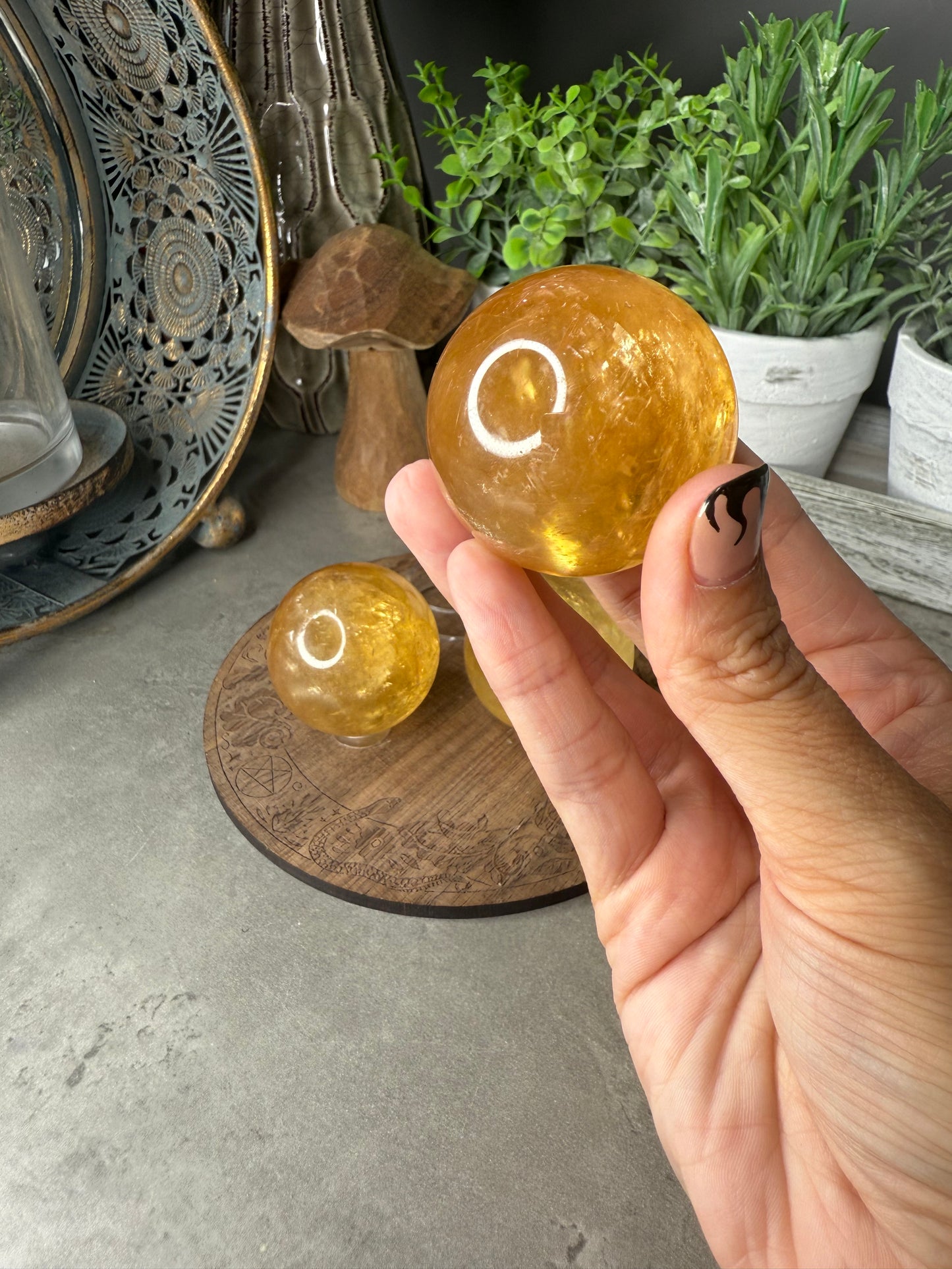 AAA Honey Calcite Crystal Spheres