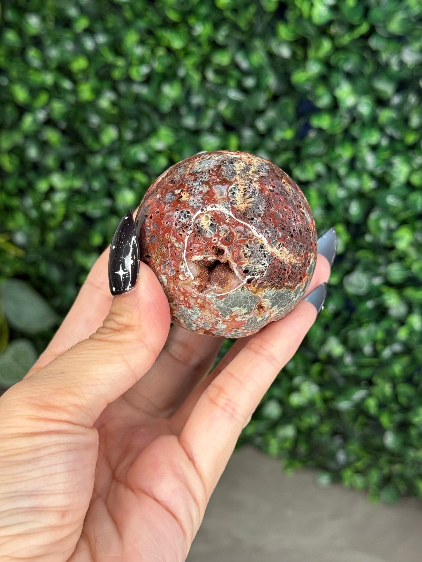 Red Marcasite Sphere Crystal carving V - Indonesia