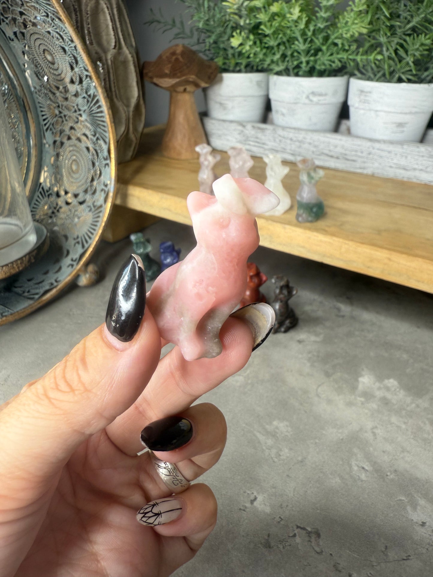 Butterfly Cat Crystal Carvings