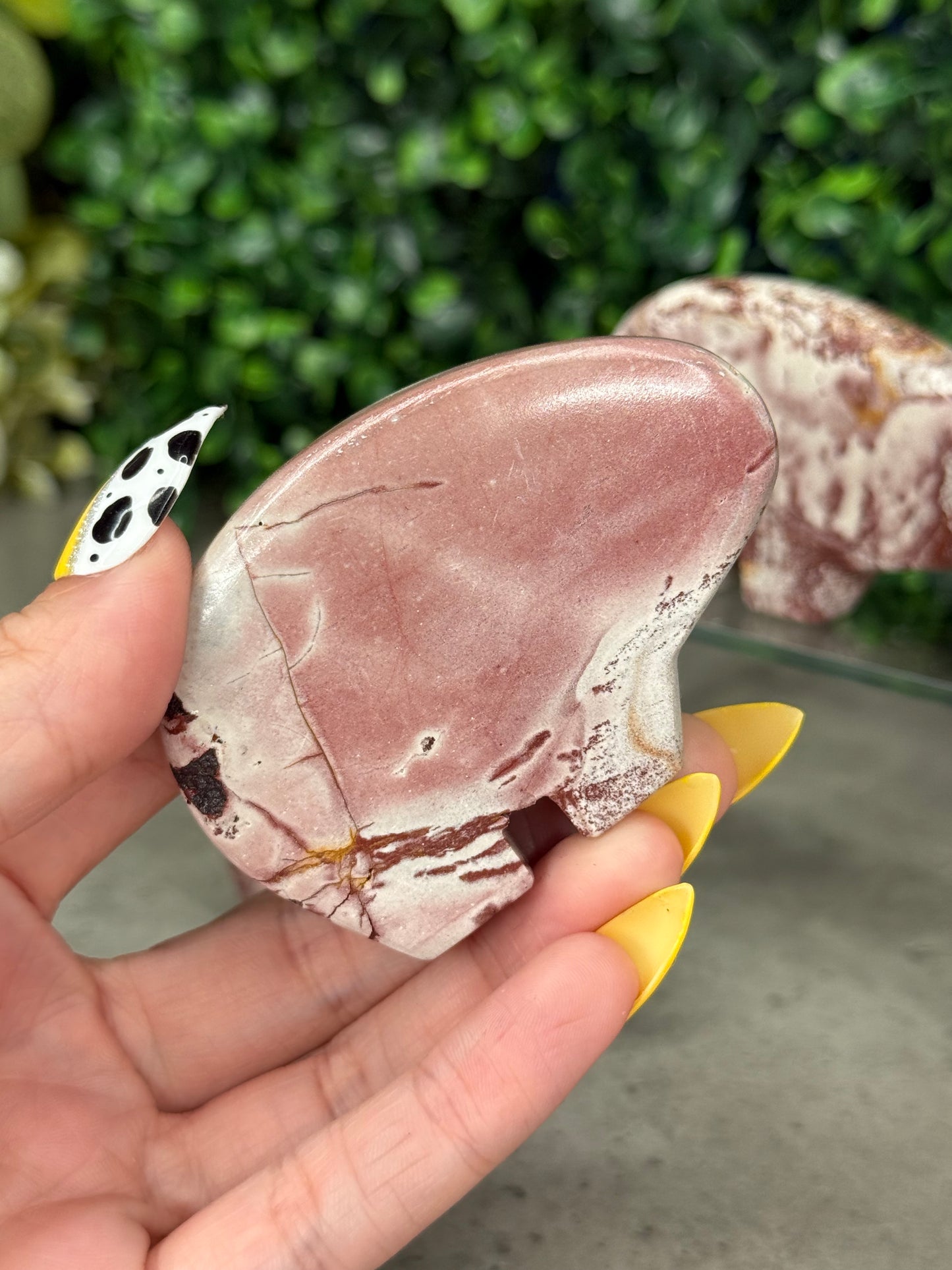 Pink Picture Jasper Bear Crystal Carvings