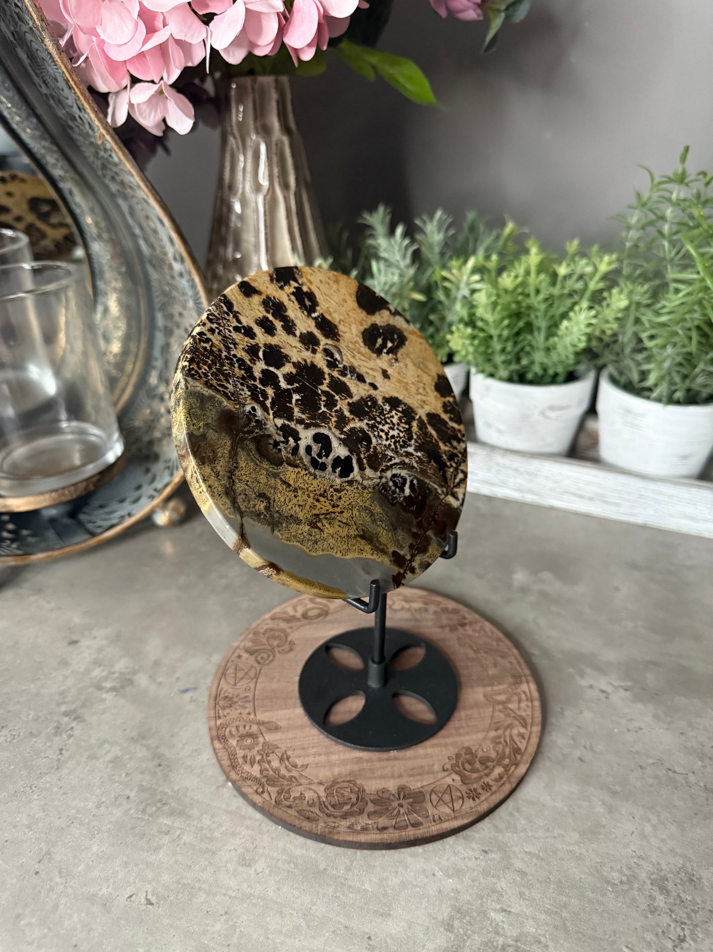 Picture Jasper Large Crystal Discs with Stands