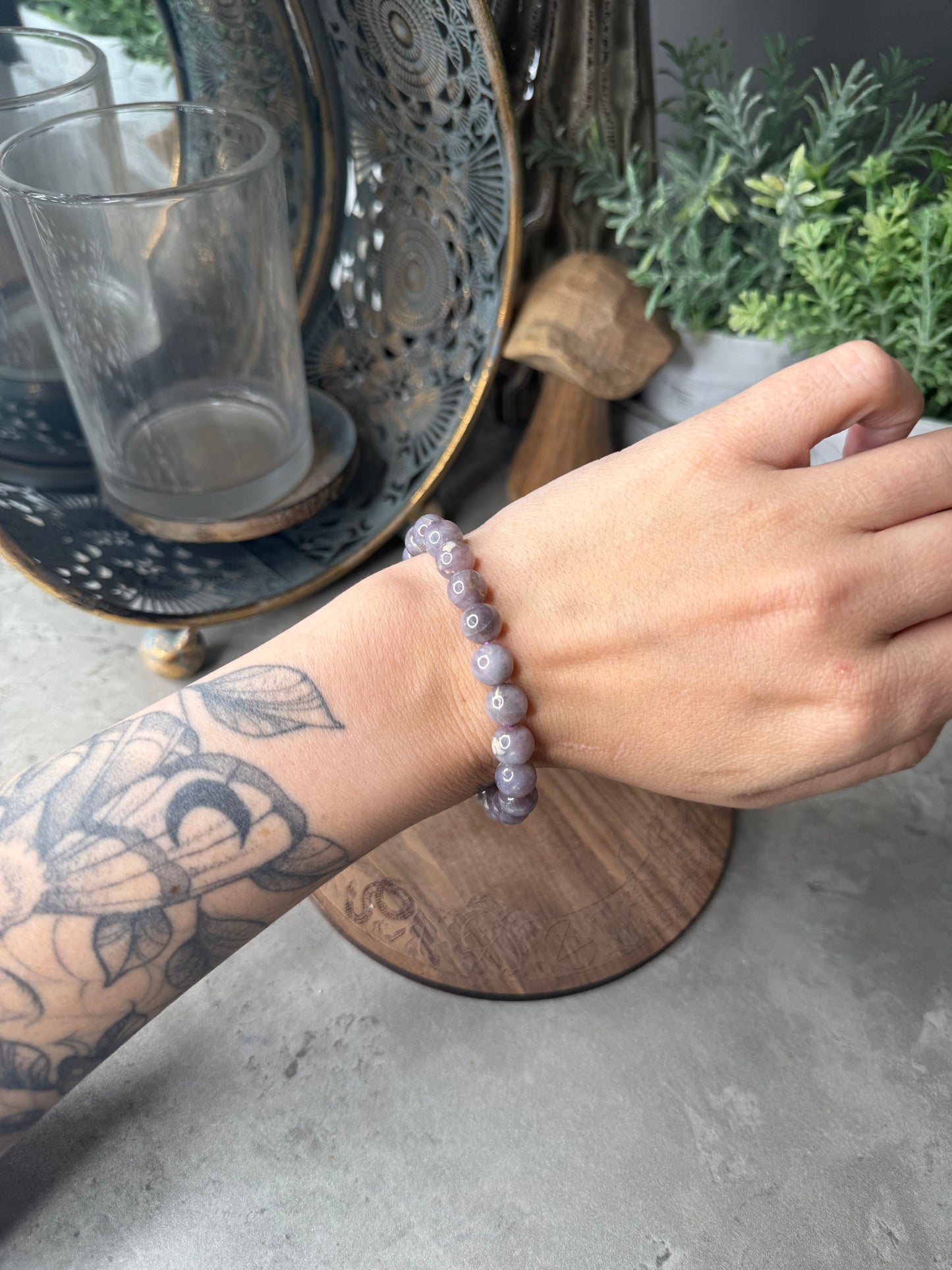 Lavender Rose Quartz Crystal Beaded Bracelet