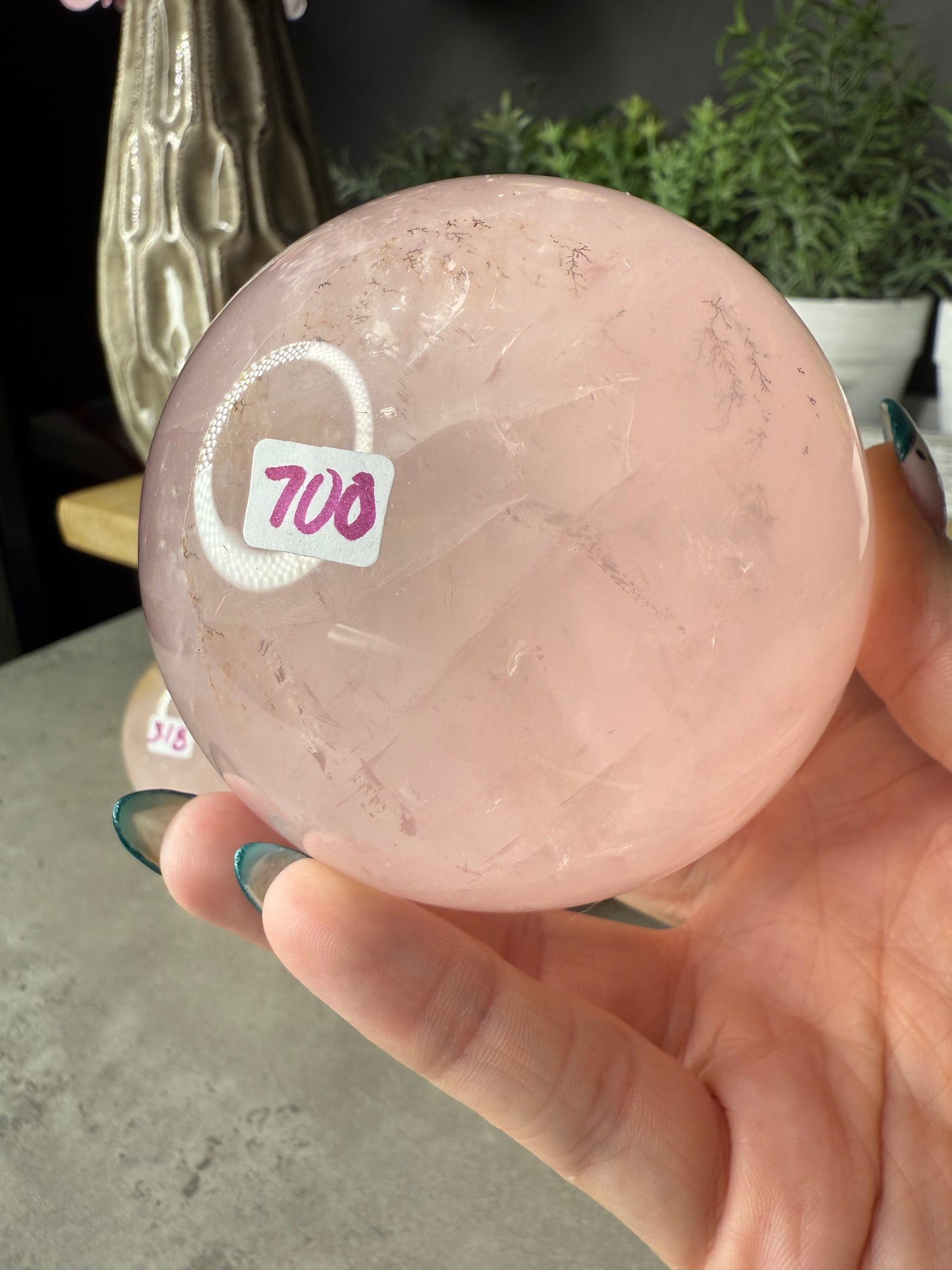 Rose Quartz Crystal Spheres Dendritic