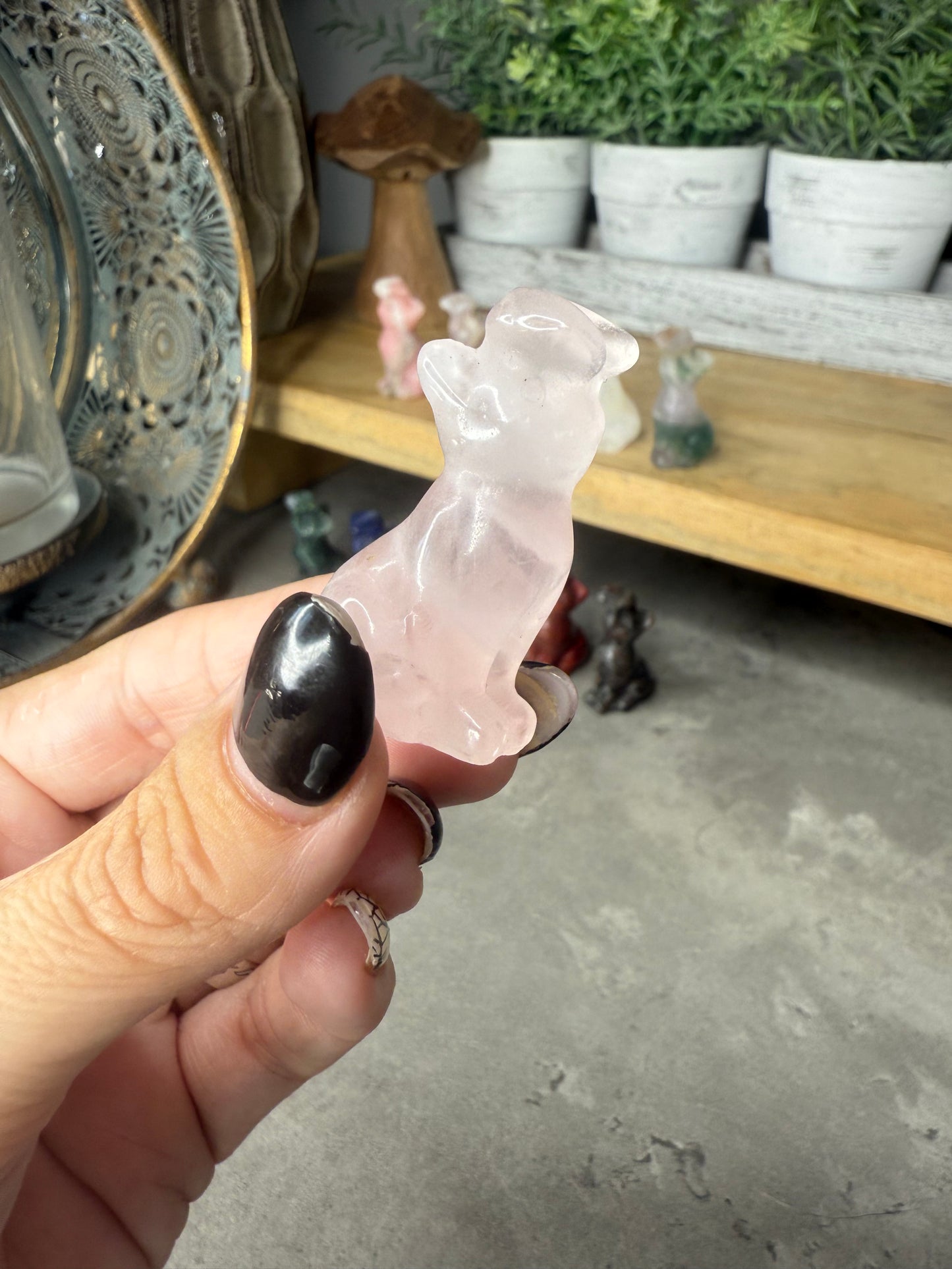 Butterfly Cat Crystal Carvings
