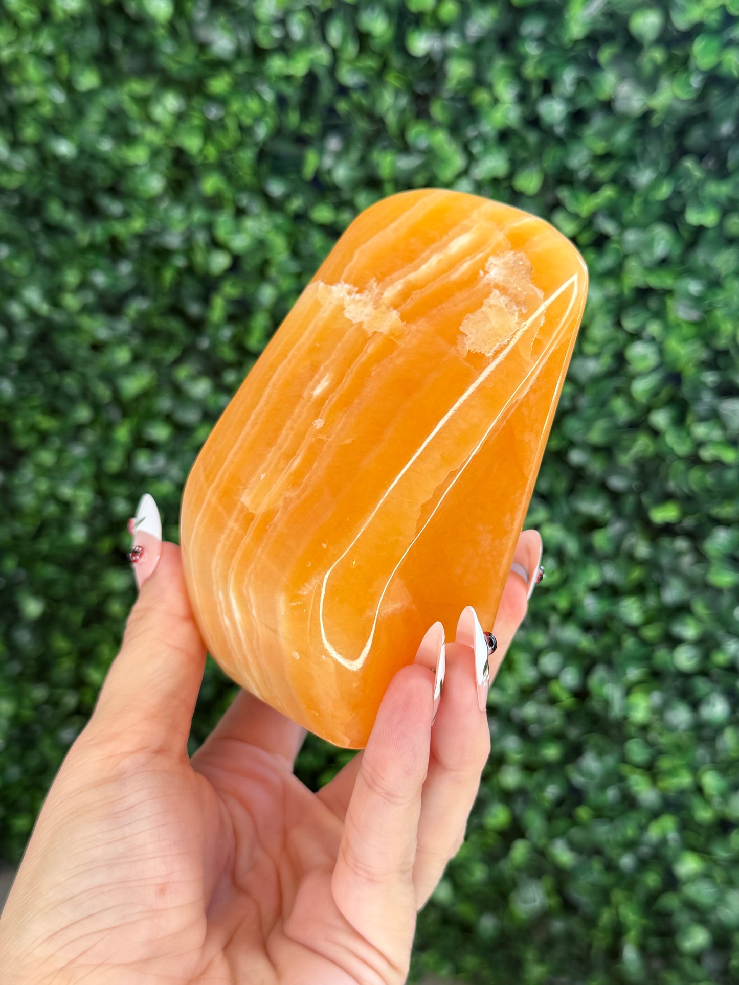 L Orange Calcite Polished Freeform Crystal Carvings from India C 700g