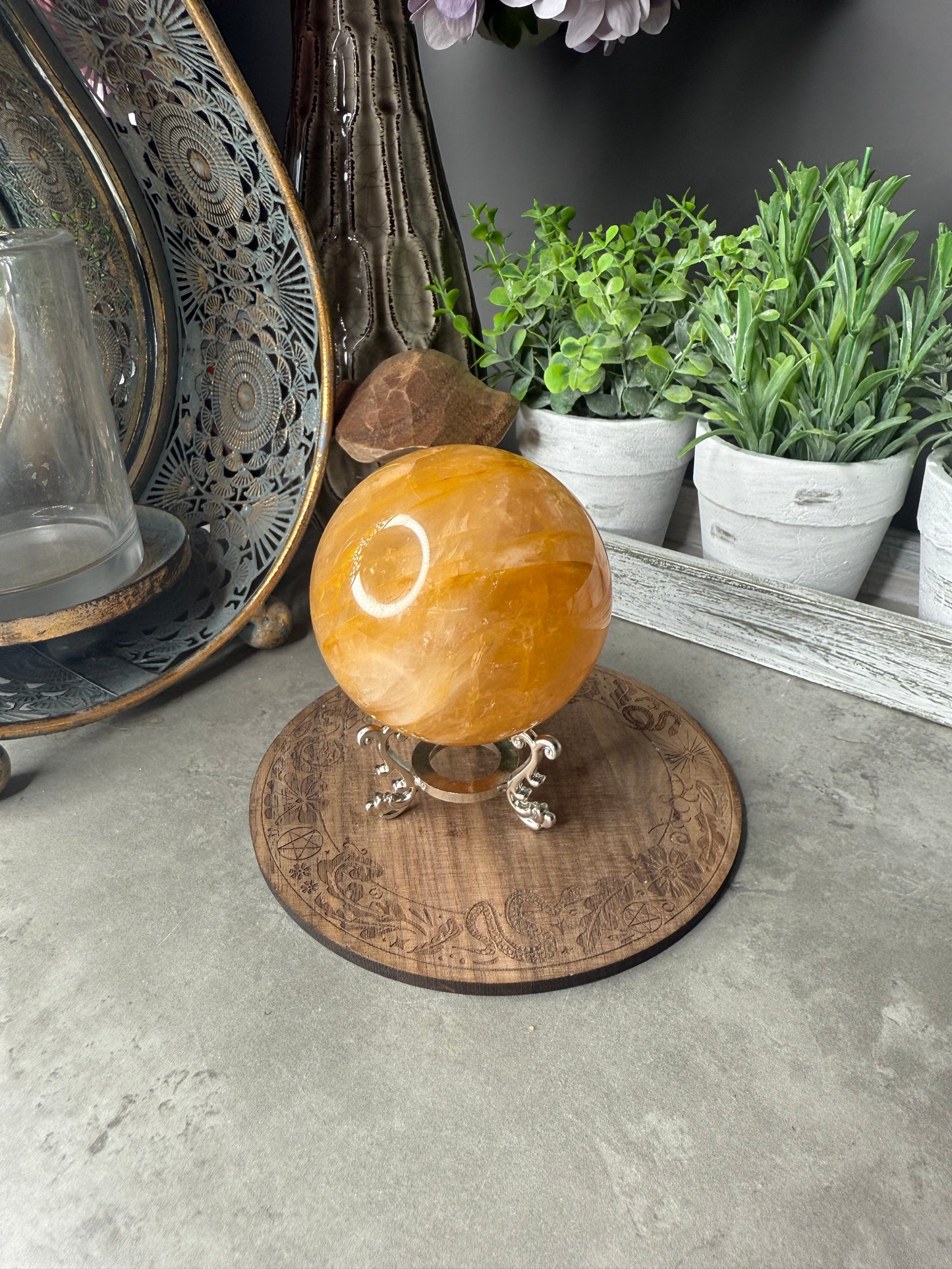 Starlight Golden Healer Quartz Crystal Sphere - Six Star Asterism - 309g