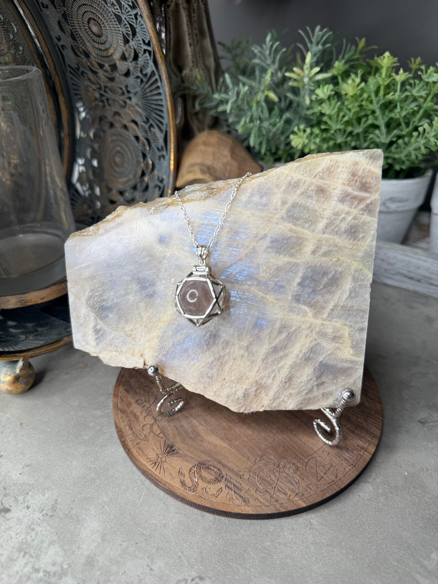 Crystal Cage Pendant with Mini Sphere