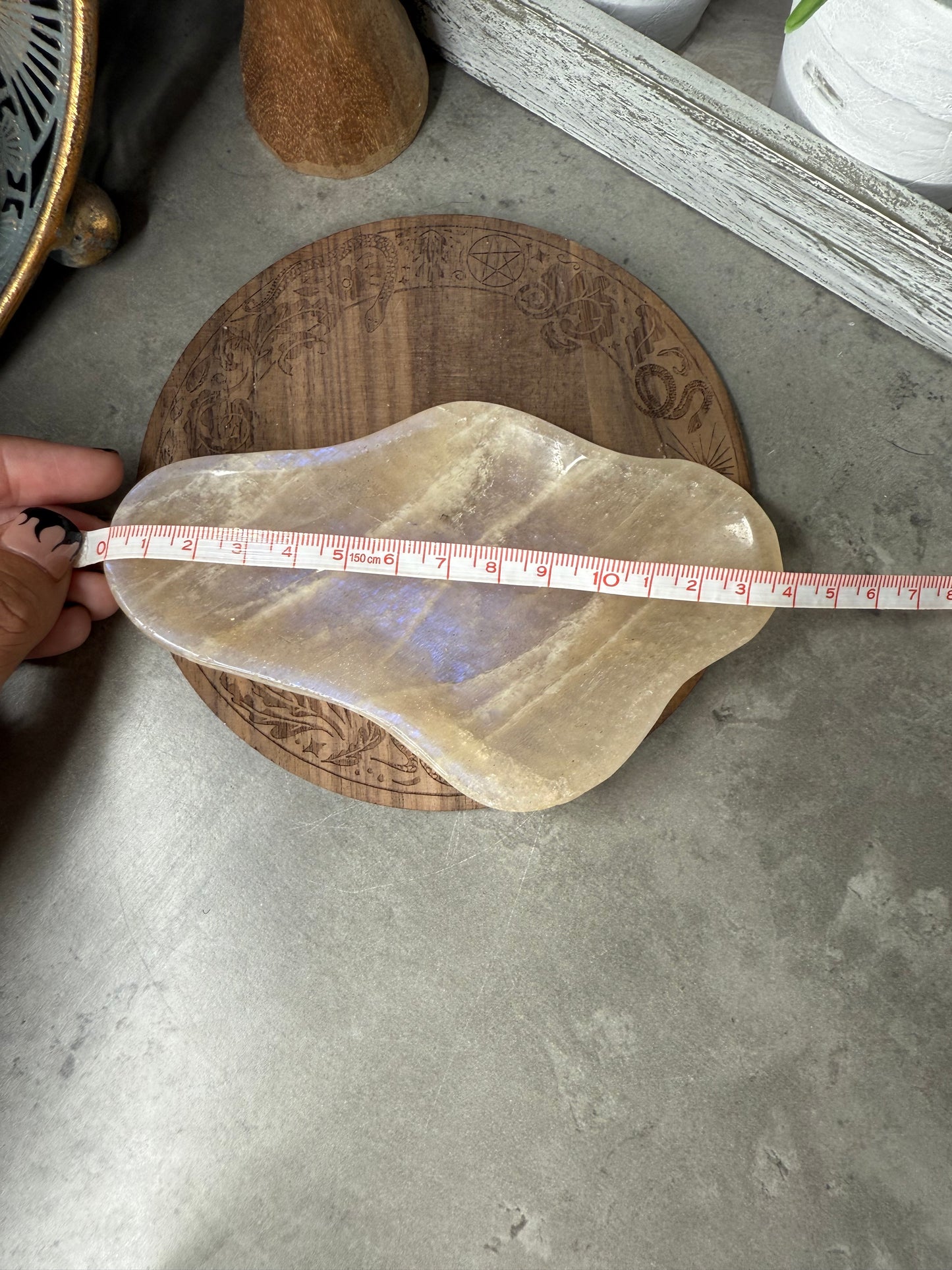 Peach Moonstone Crystal Tray with lots of flash