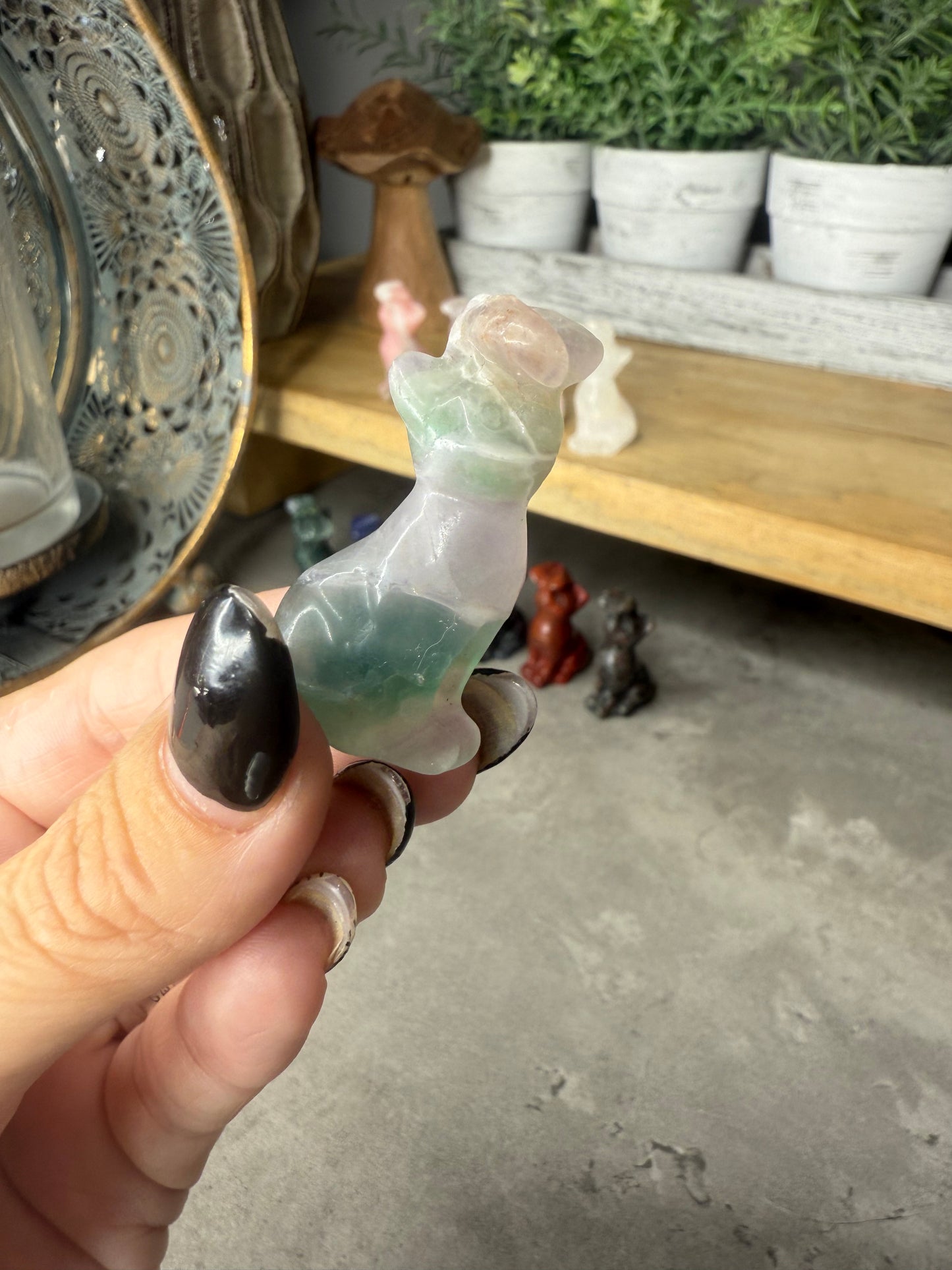 Butterfly Cat Crystal Carvings