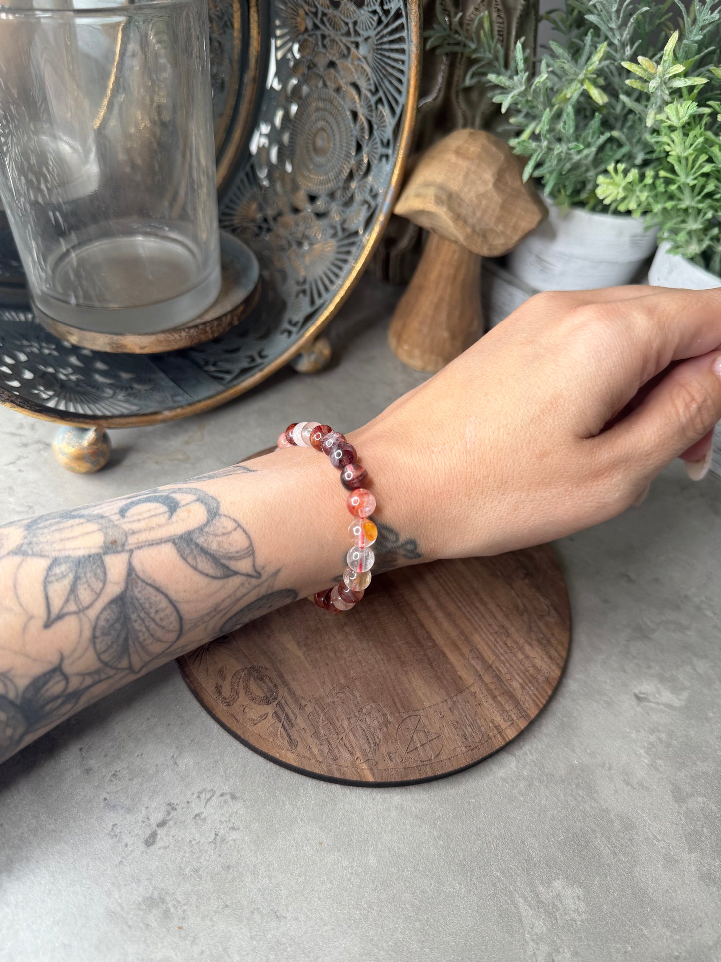 Fire Quartz Crystal Beaded Bracelet