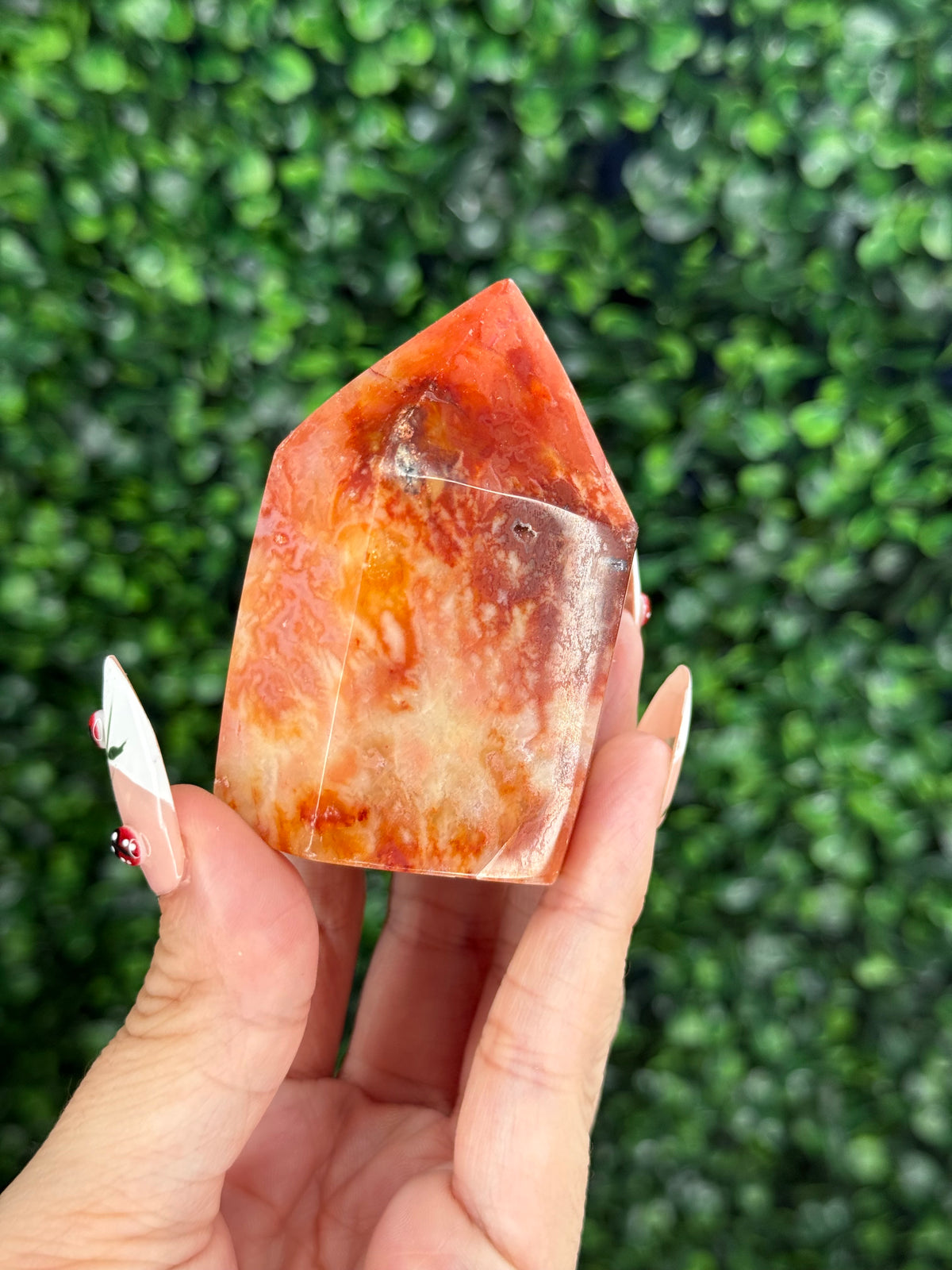 Pink Carnelian Domino Tower Crystal Carvings