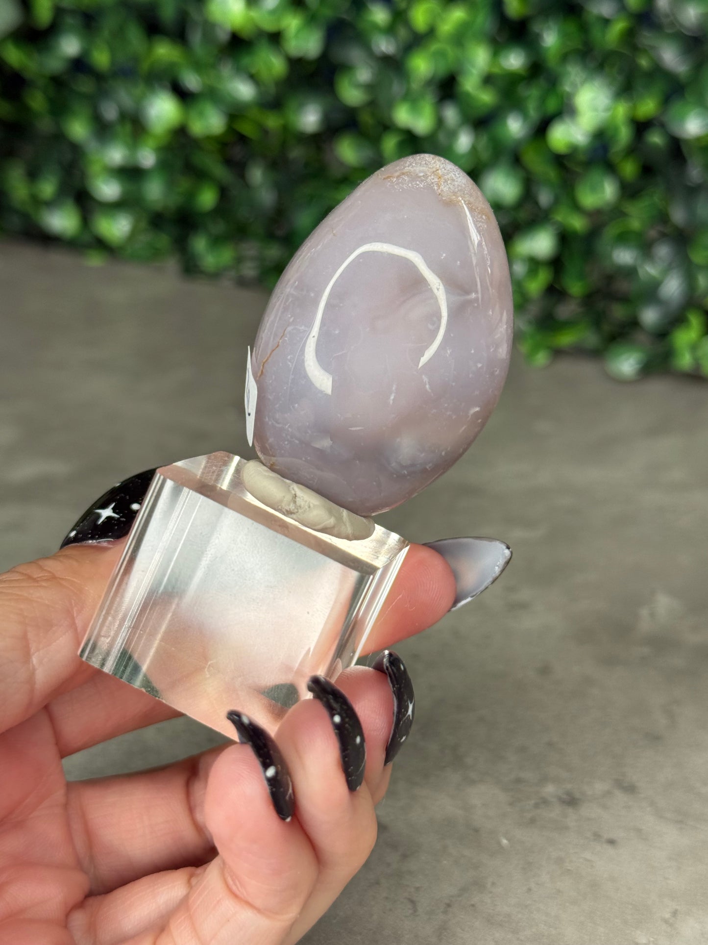 Pink and Purple Agate Egg Crystal Carvingd