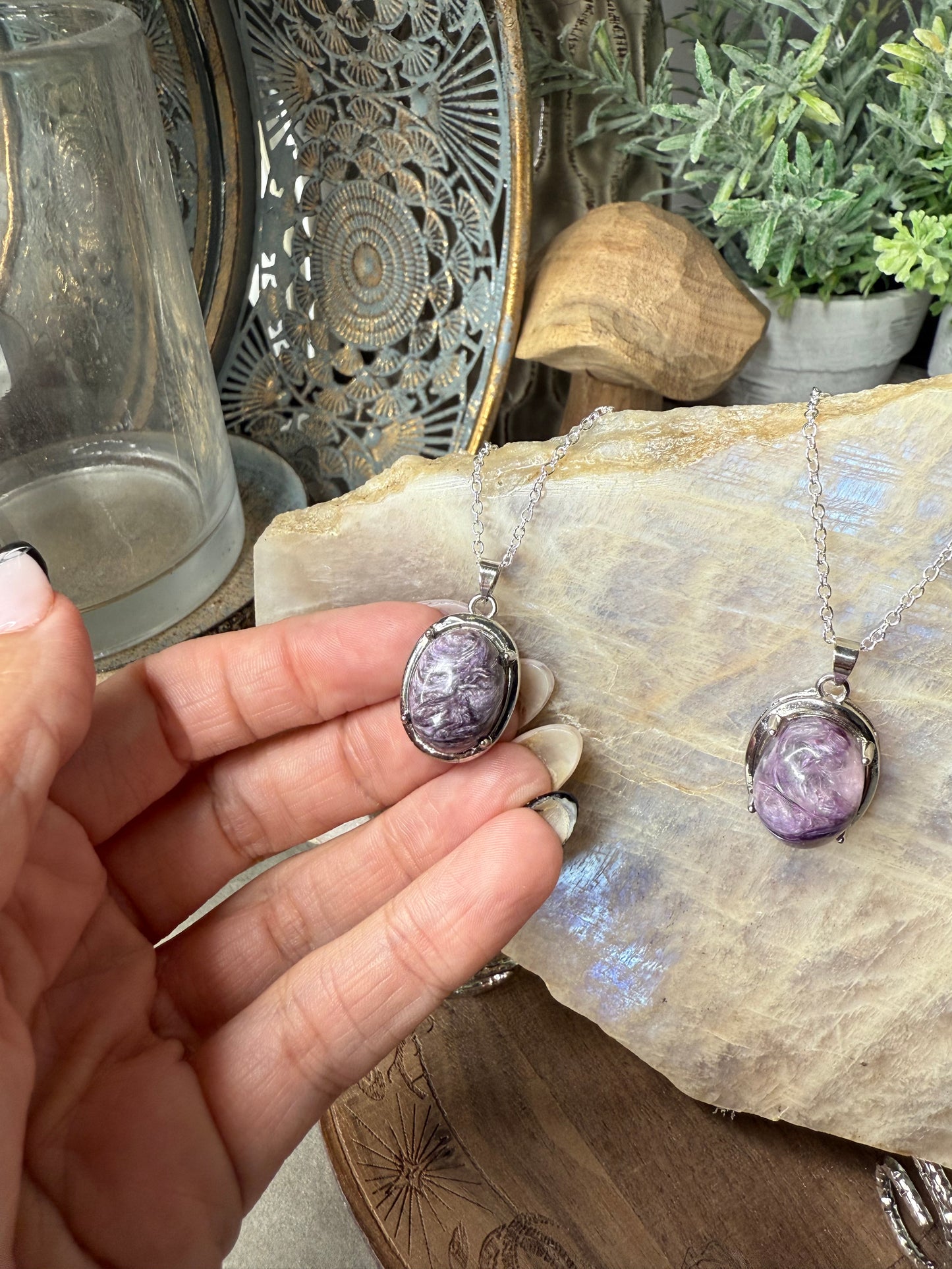 Charoite Crystal Pendants