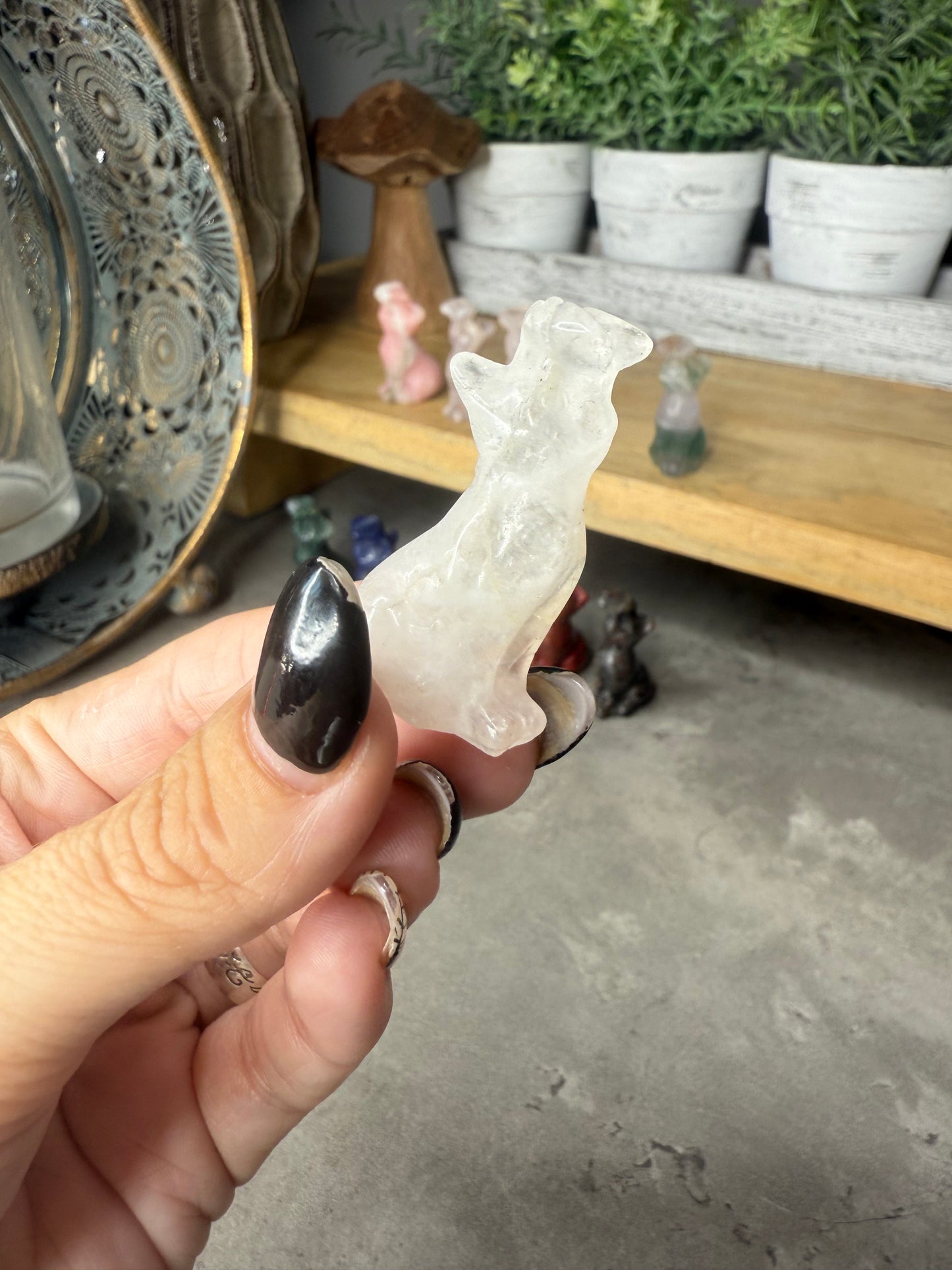 Butterfly Cat Crystal Carvings