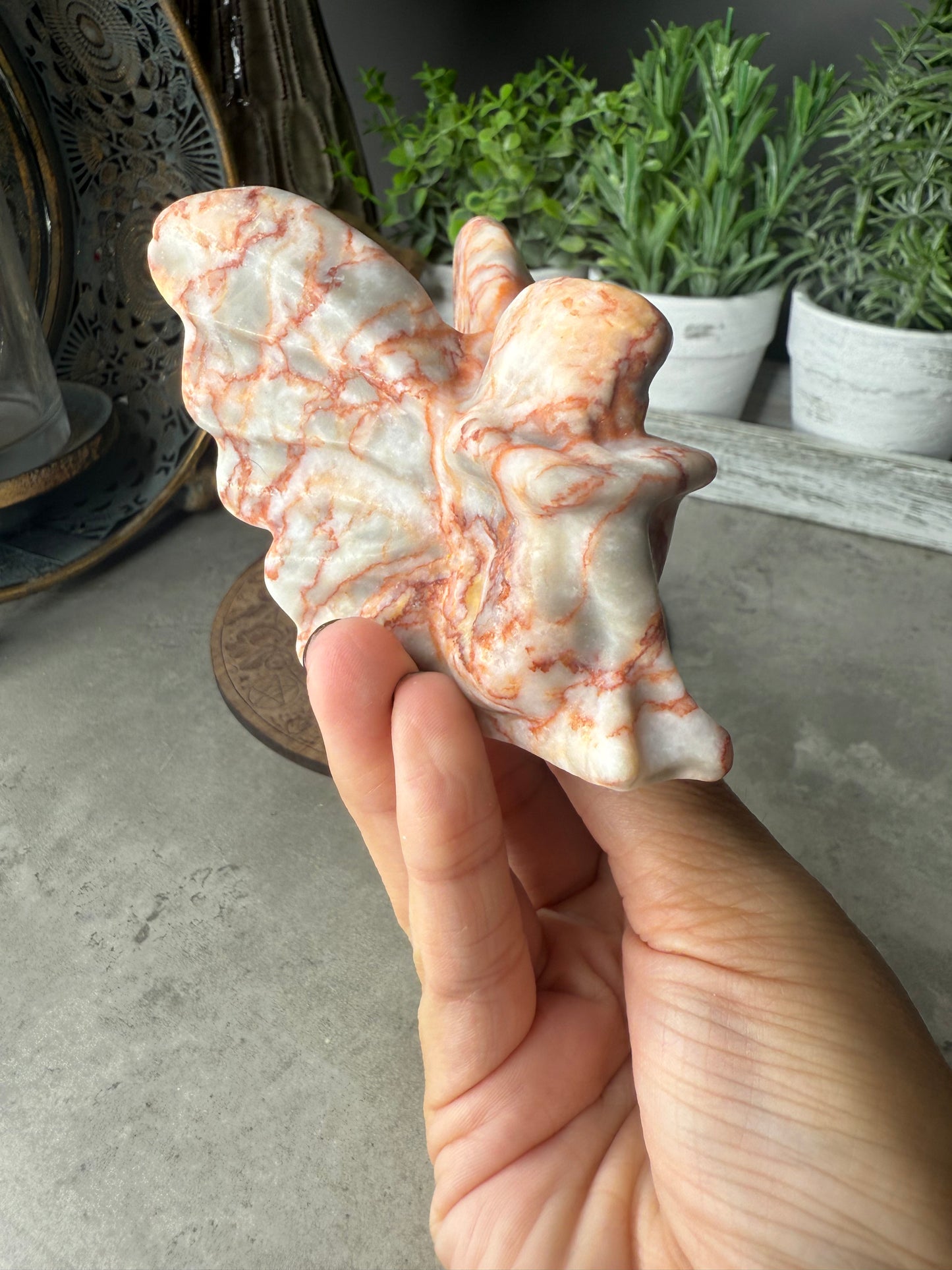 Red Vein Jasper Sitting Fairy Crystal Carving - 79g