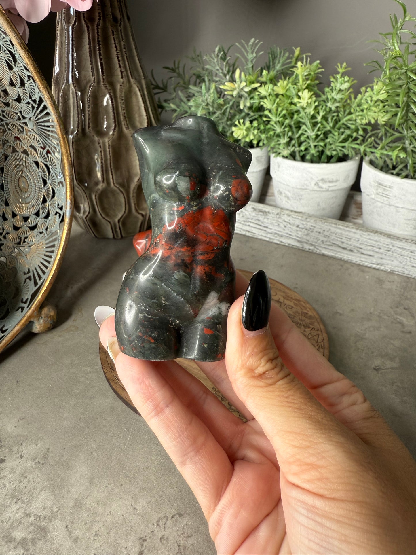 African Bloodstone Goddess Crystal Carvings