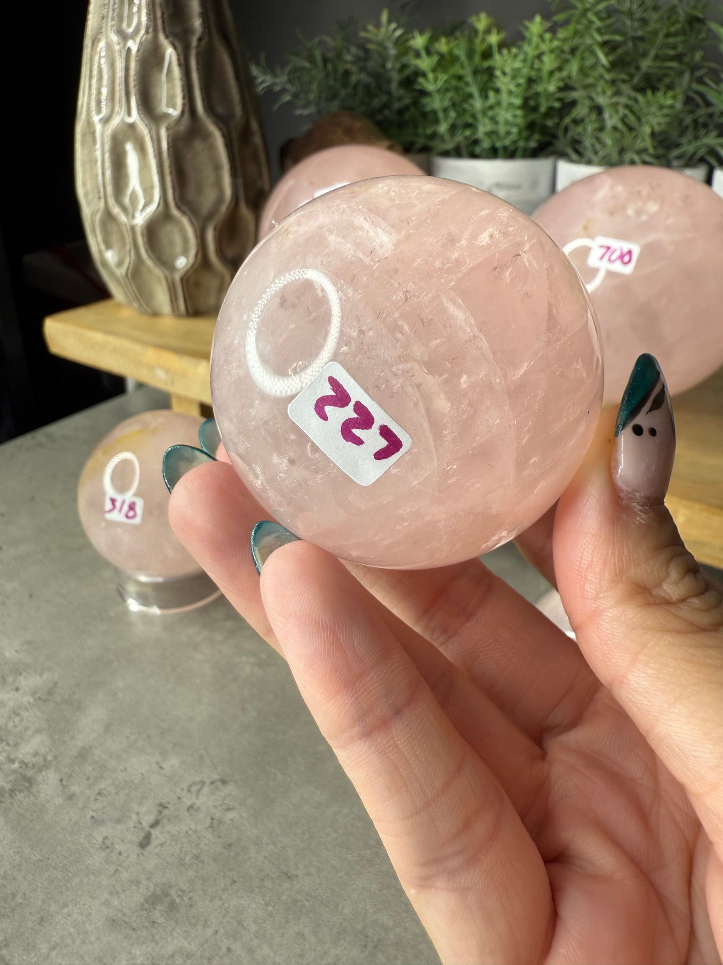 Rose Quartz Crystal Spheres Dendritic