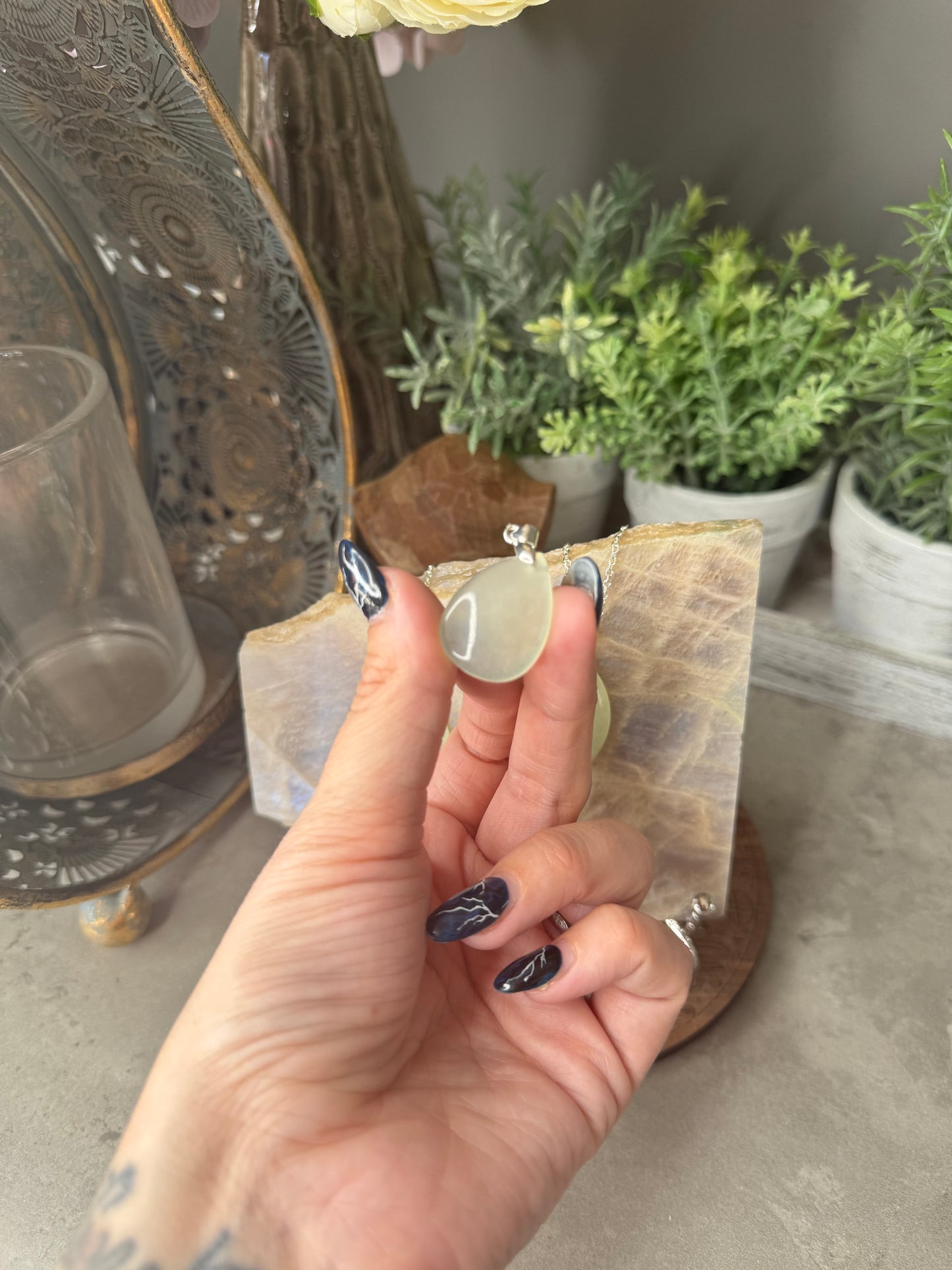 Prehnite Crystal Pendants