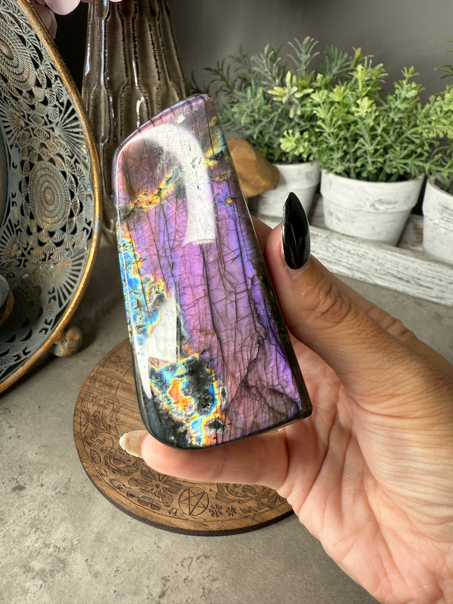 Purple Flash Labradorite Crystal Freeform