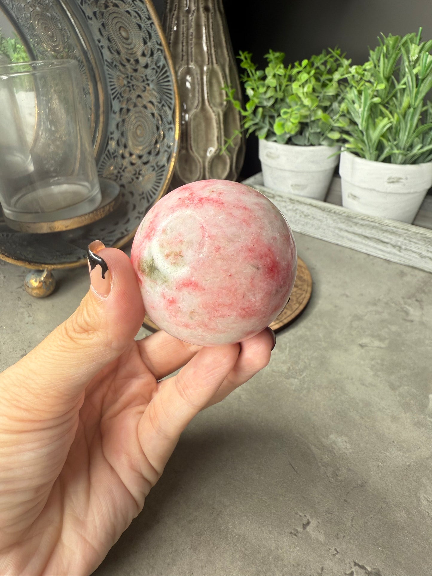 Pink Zoisite Crystal Sphere uv reactive