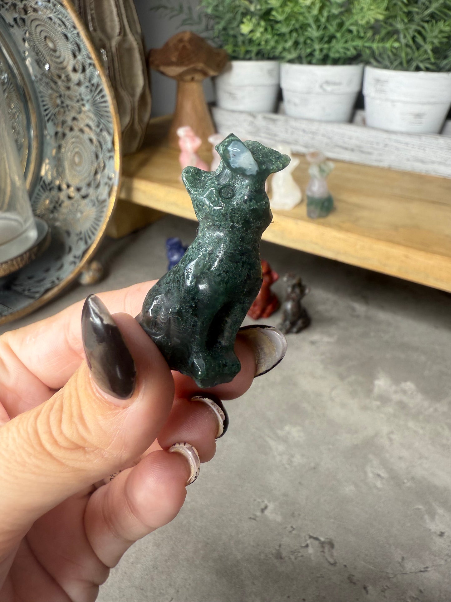 Butterfly Cat Crystal Carvings