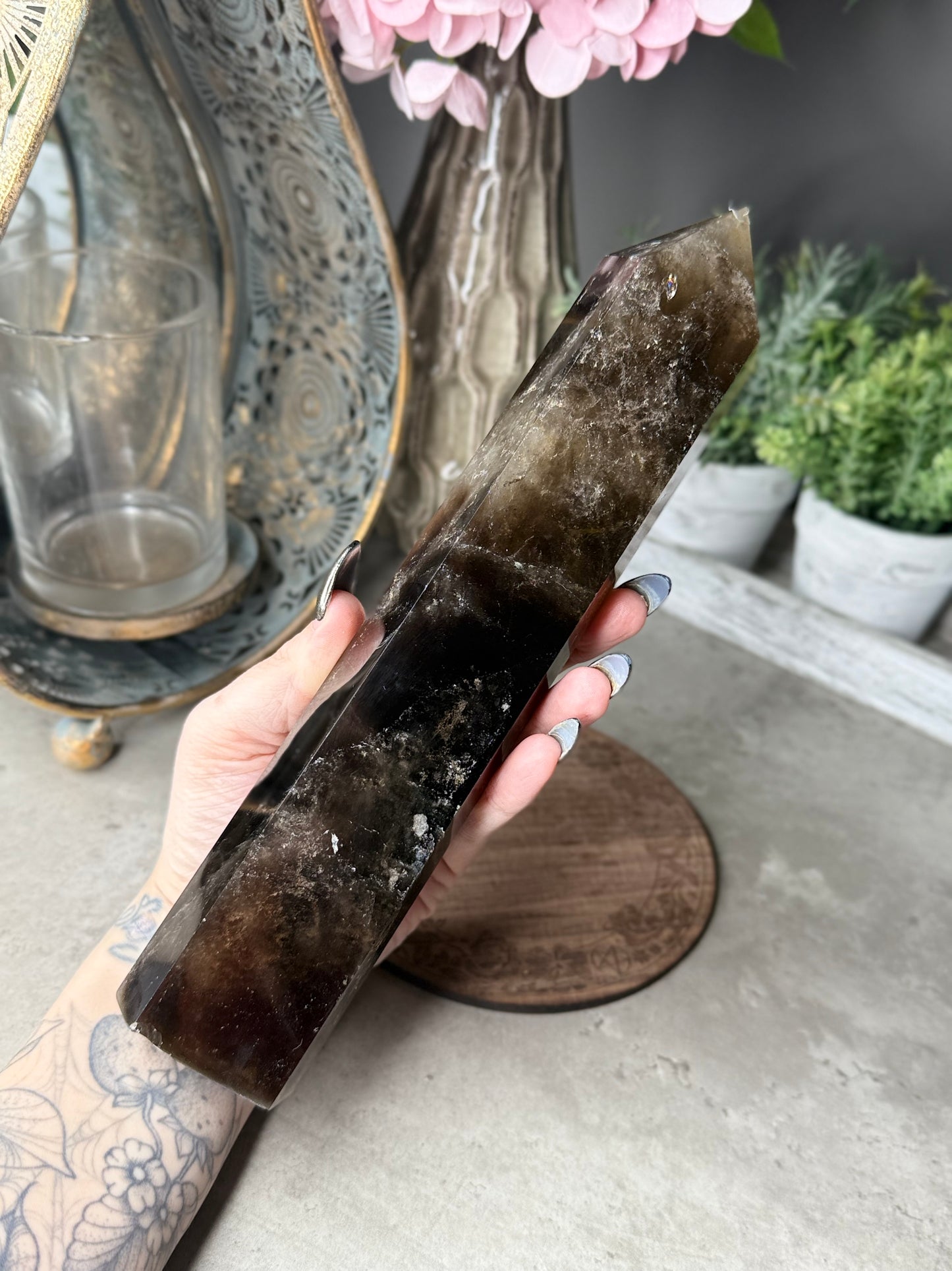 Large Smokey Quartz Tower - imperfect