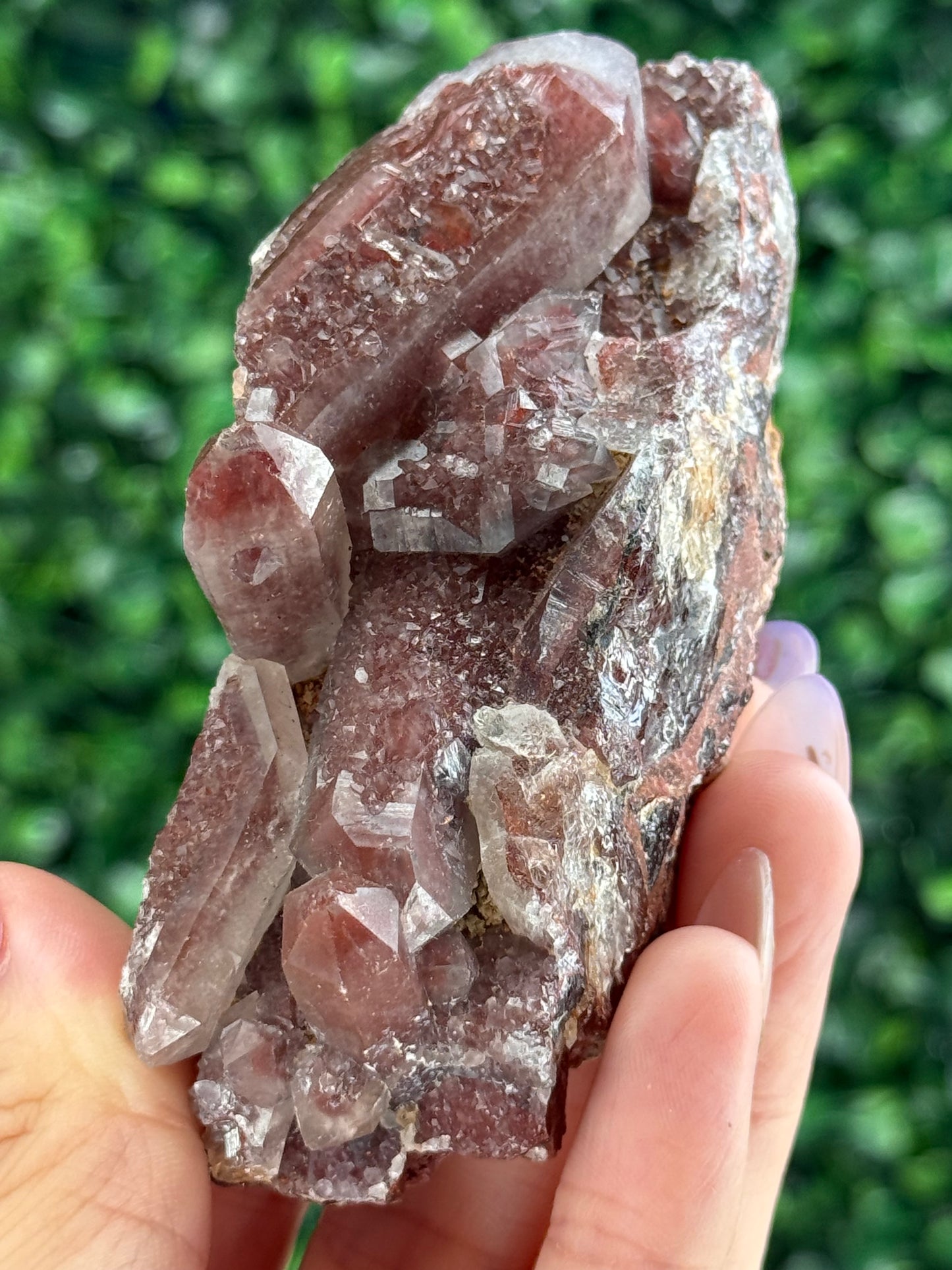 Red Hematite Quartz Crystal Specimen - Morocco A