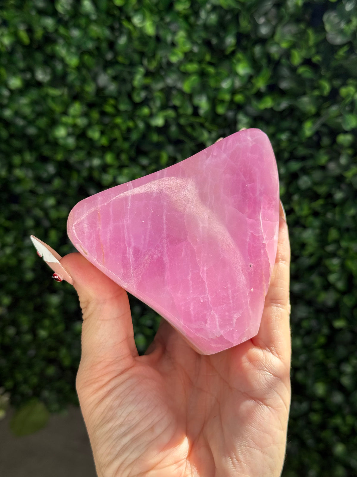 Large Pink Aragonite AAA with gold Stand from Afghanistan