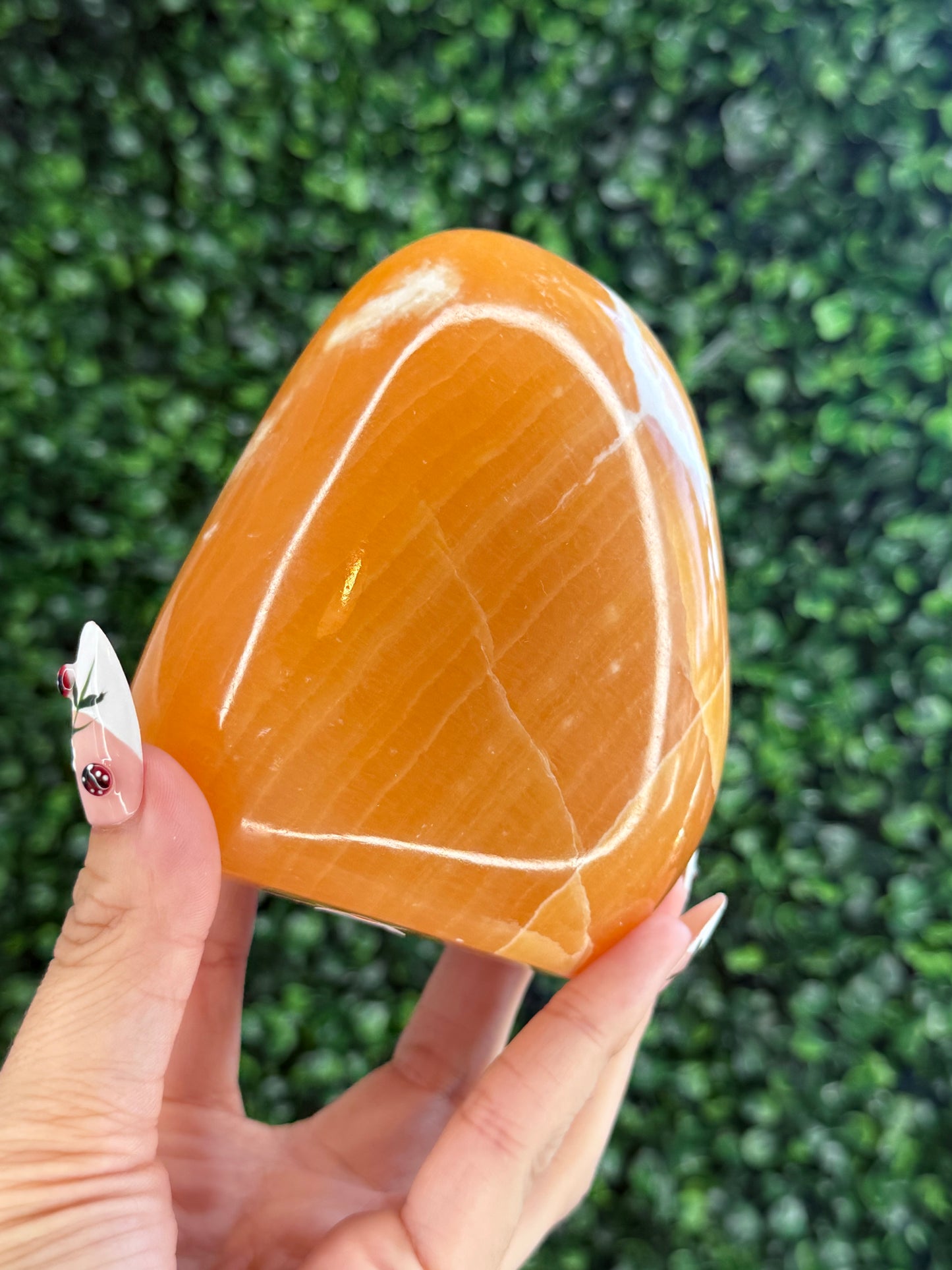 L Orange Calcite Polished Freeform Crystal Carvings from India B 922g