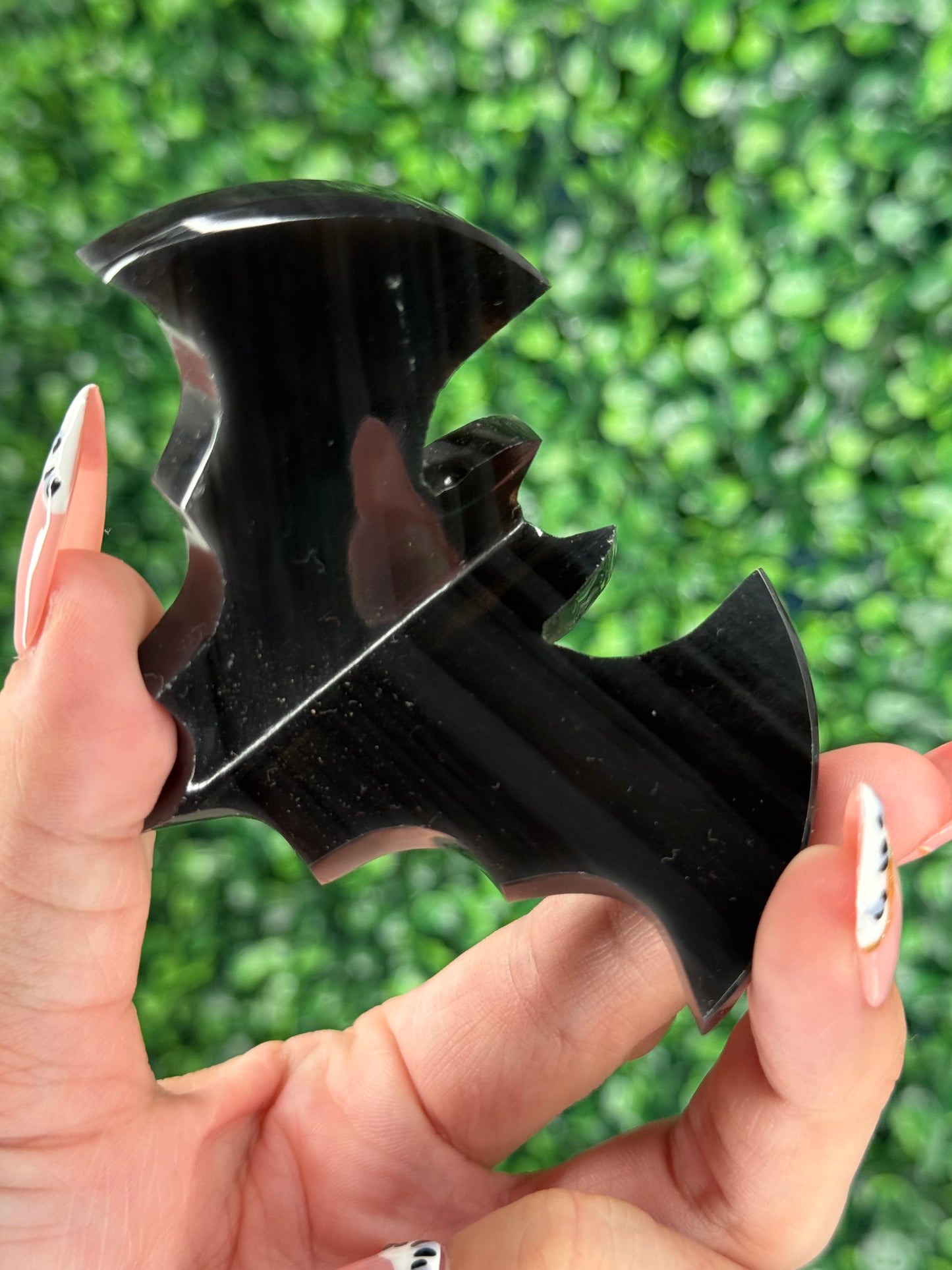 Midnight Lace Obsidian 3D Bats Crystal Carvings