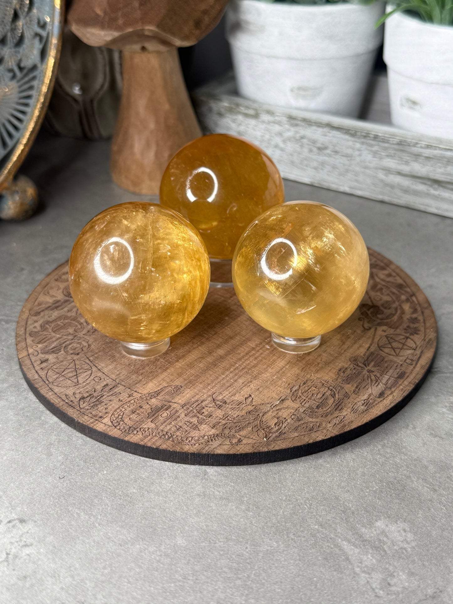 AAA Honey Calcite Crystal Spheres