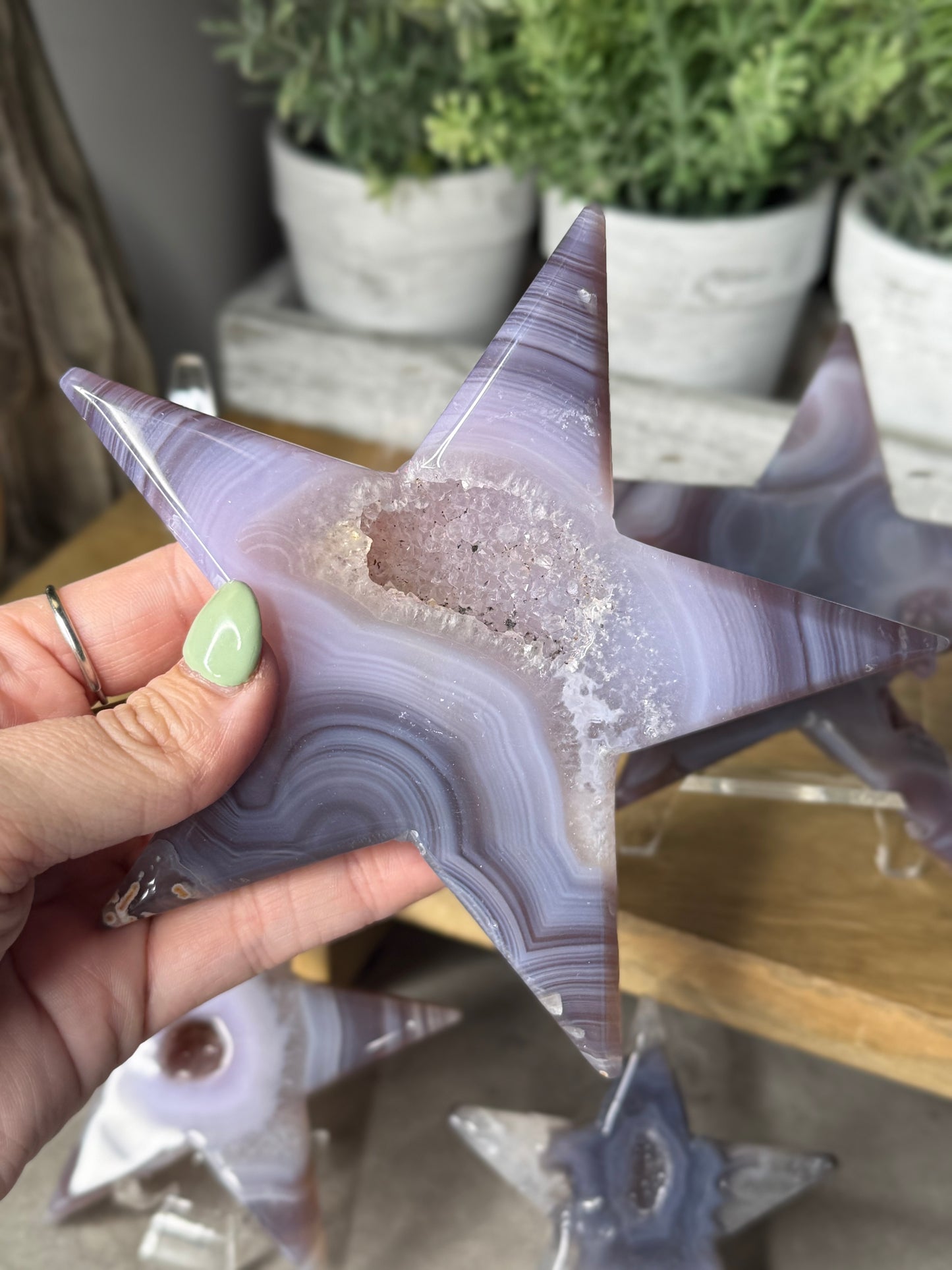Purple Agate Druzy Crystal Stars