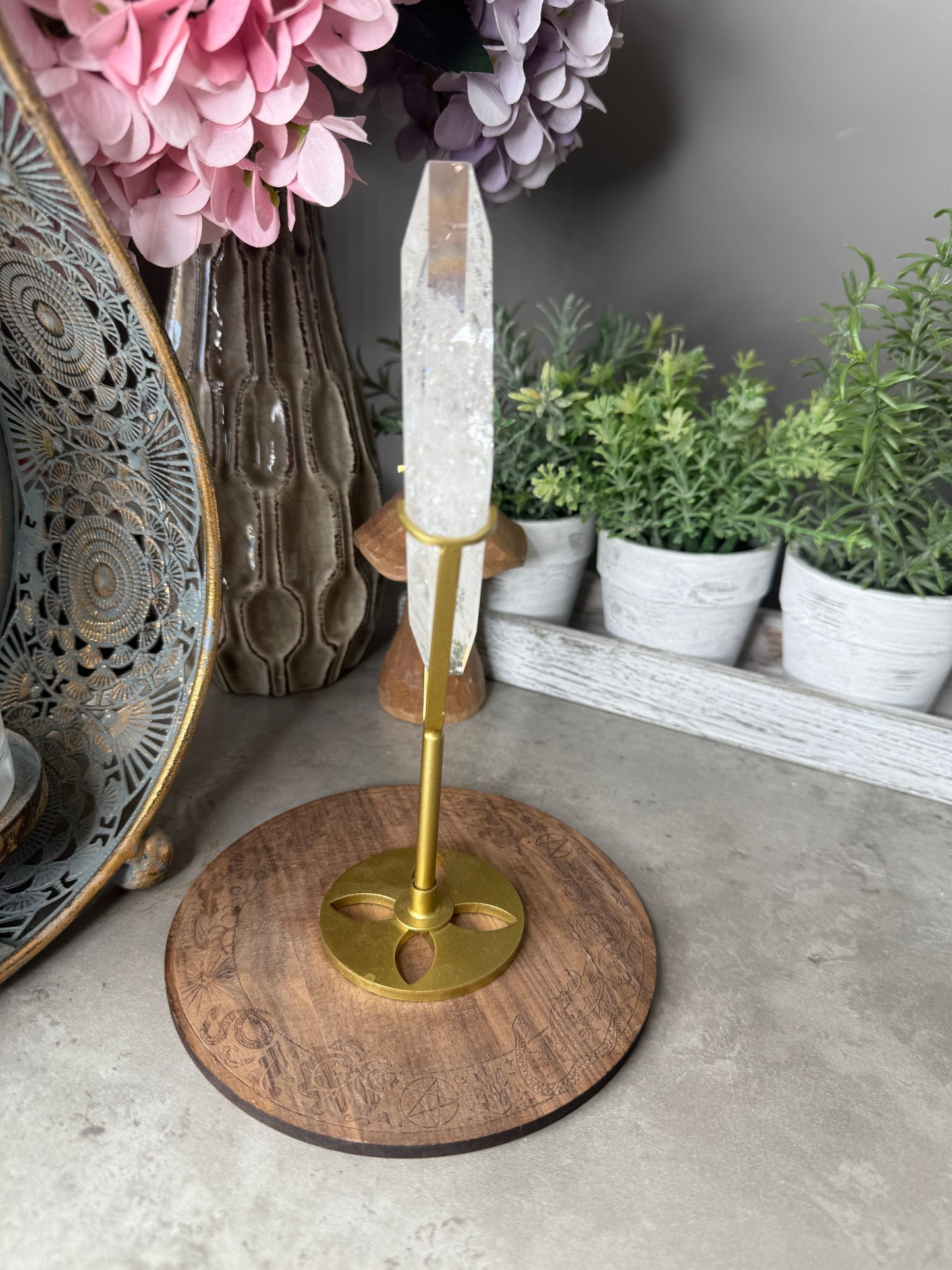 Clear Quartz Rhombus Crystal with Stand