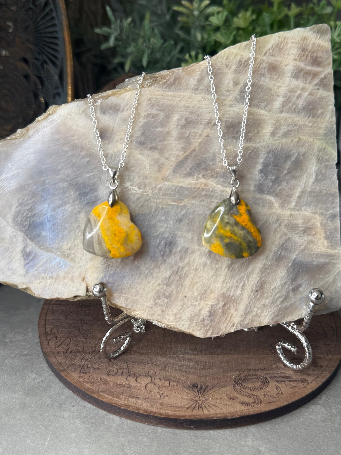 Bumblebee Jasper Silver Pendants with Chain