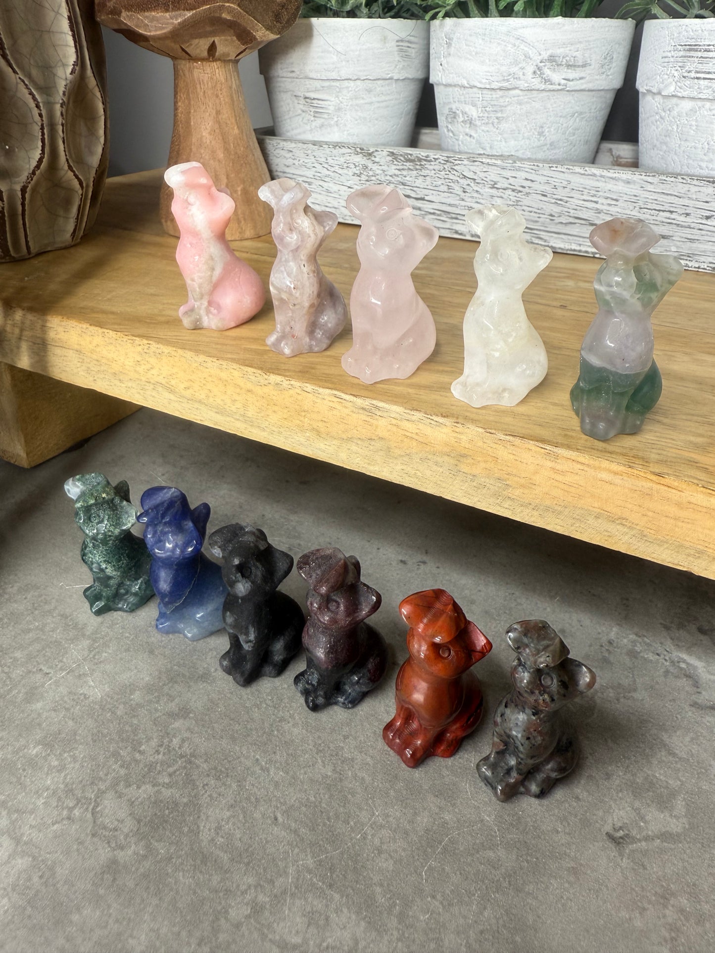 Butterfly Cat Crystal Carvings