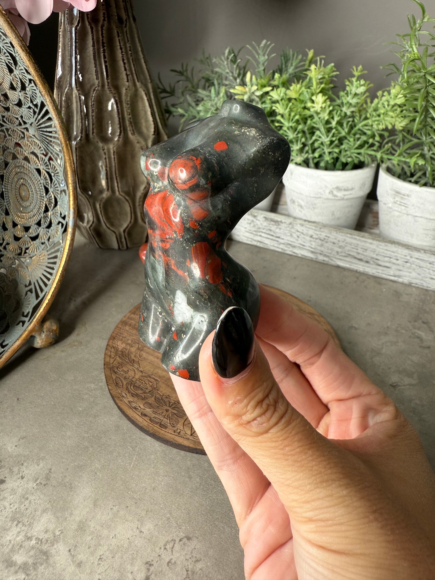African Bloodstone Goddess Crystal Carvings