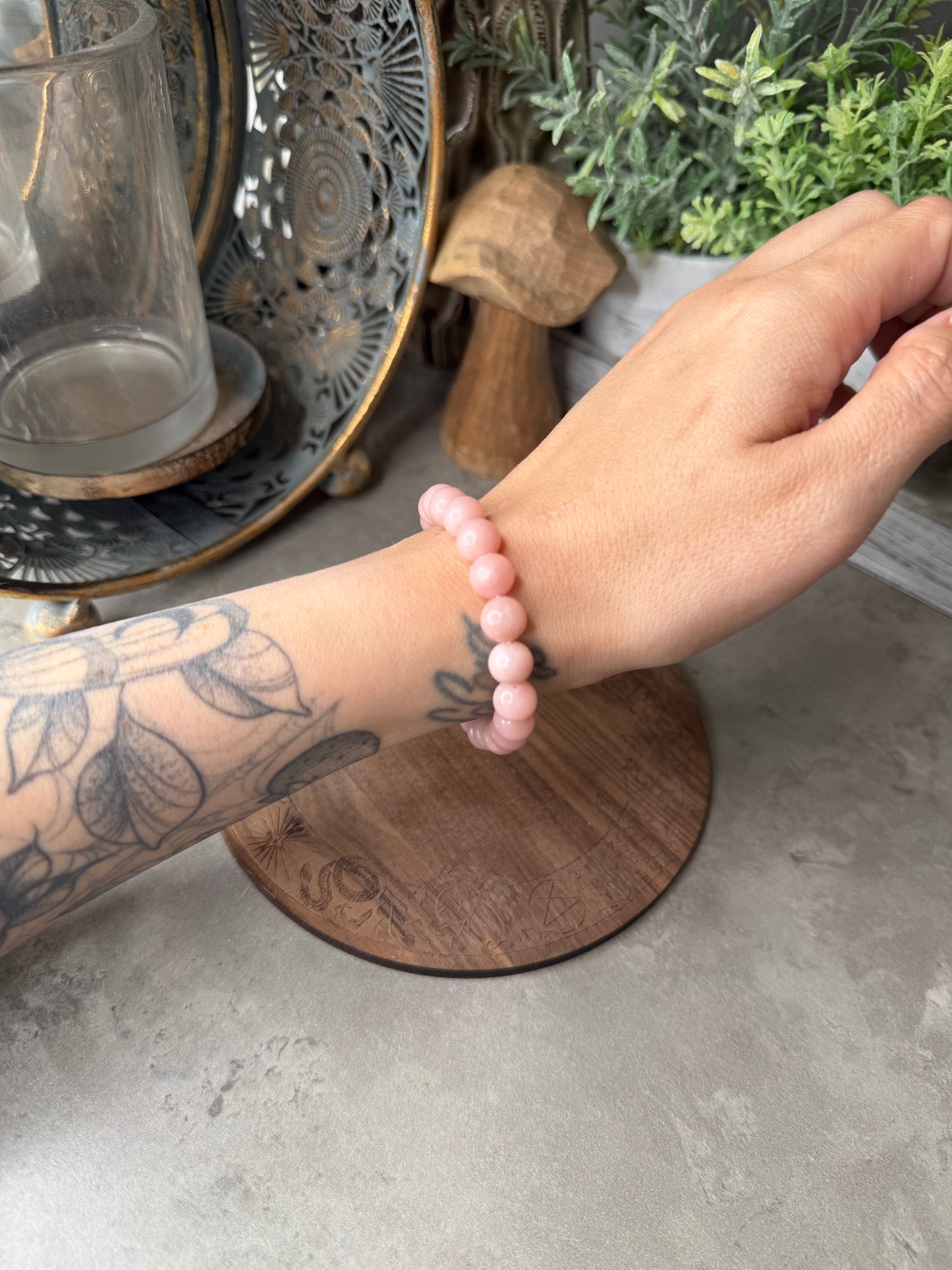 Pink Opal Crystal Beaded Bracelet