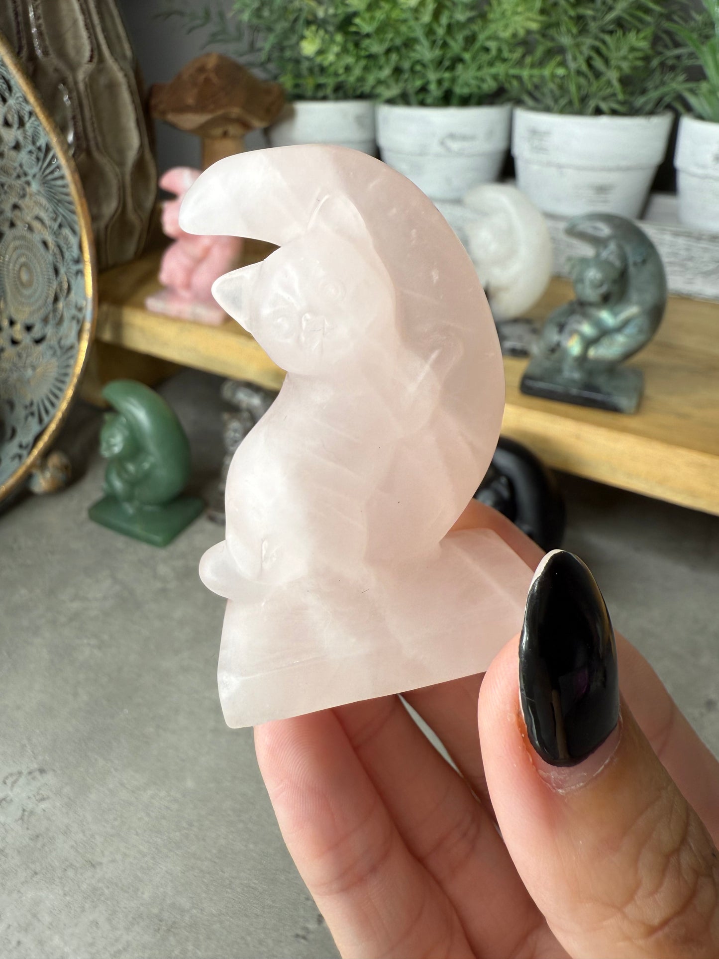 Moon Cat Crystal Carving Medium Size