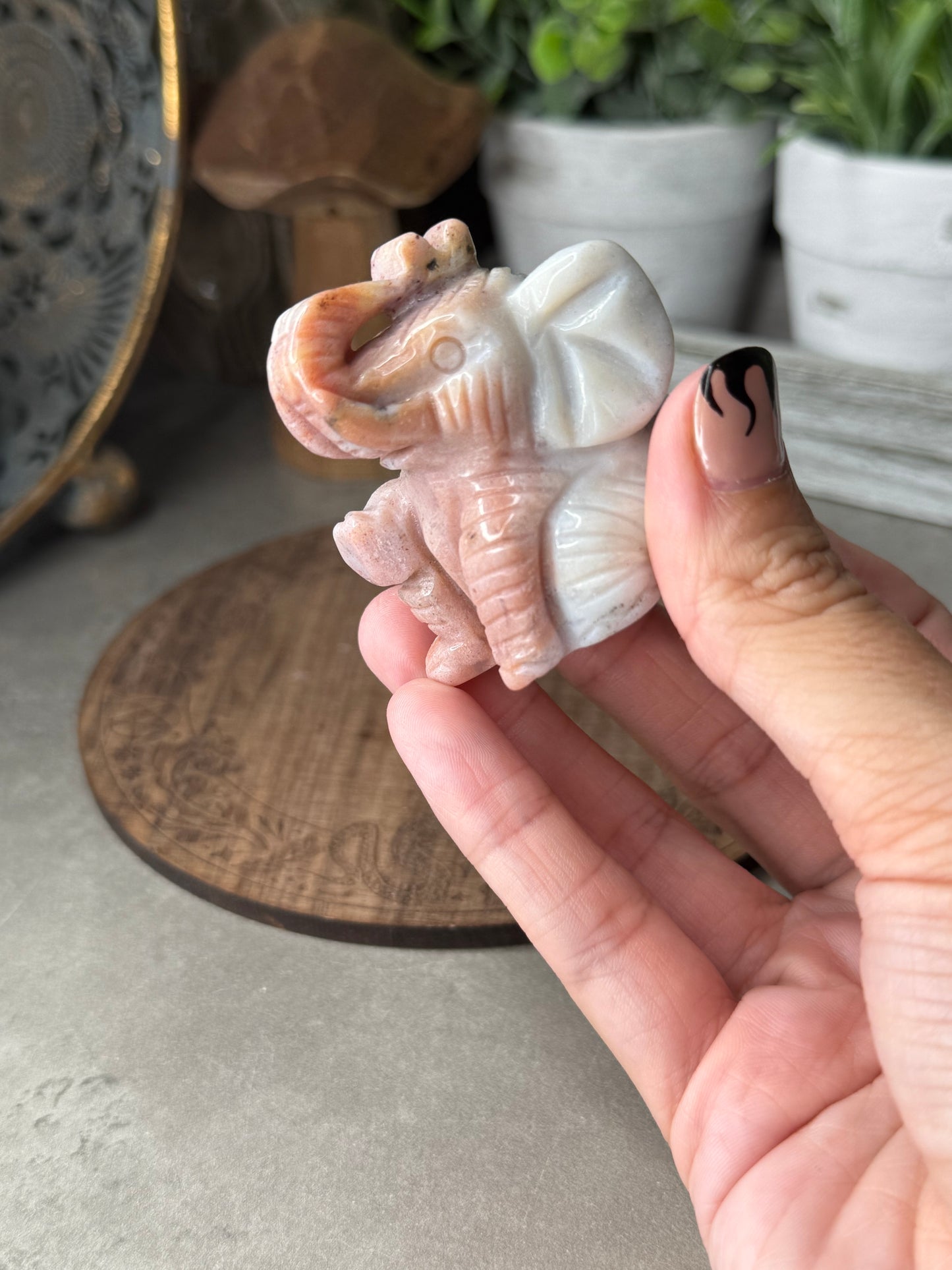 Ocean Jasper Hand Carved Elephant Crystal Carving