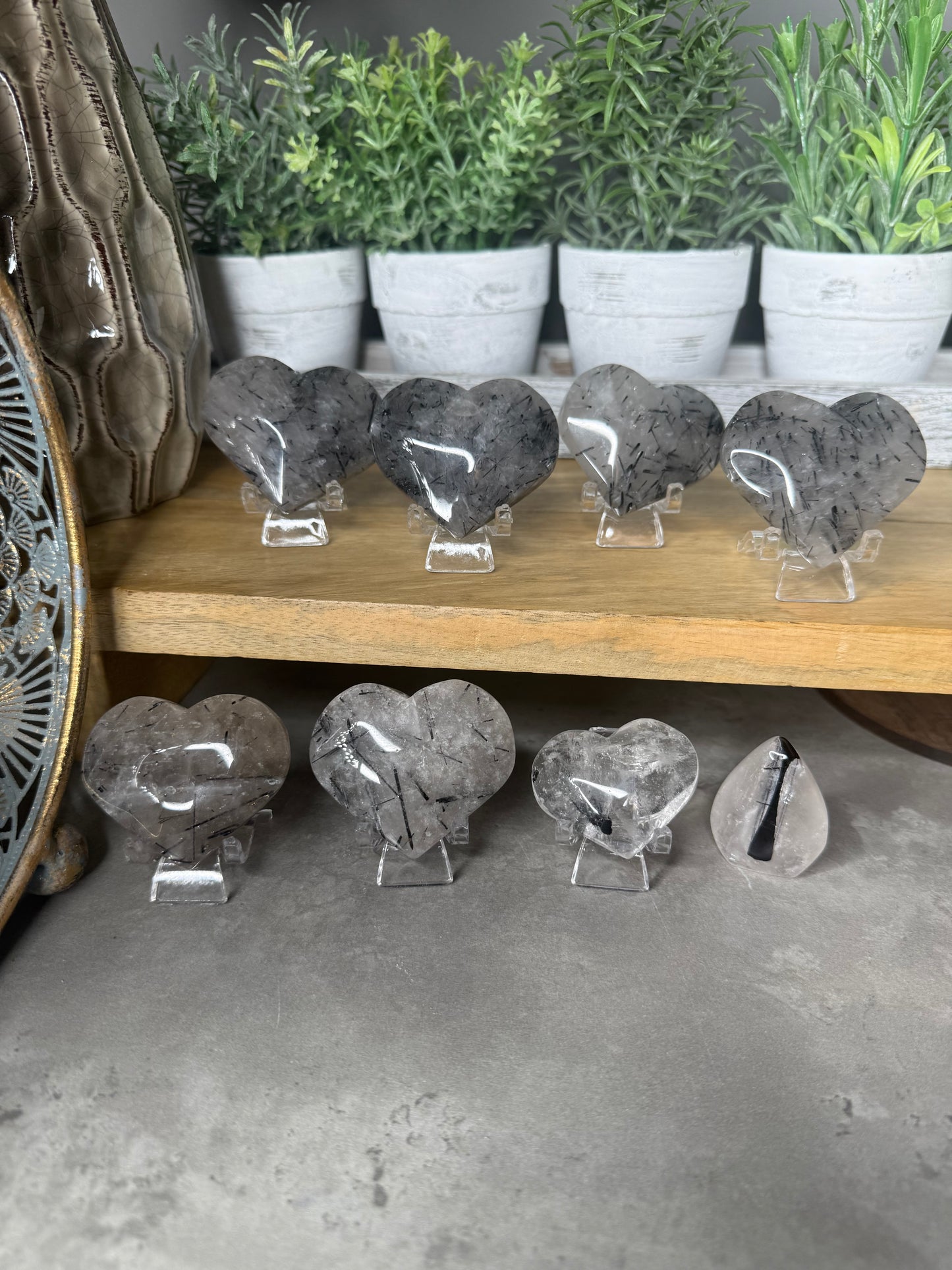 Tourmaline Rutile in Quartz Crystal Hearts