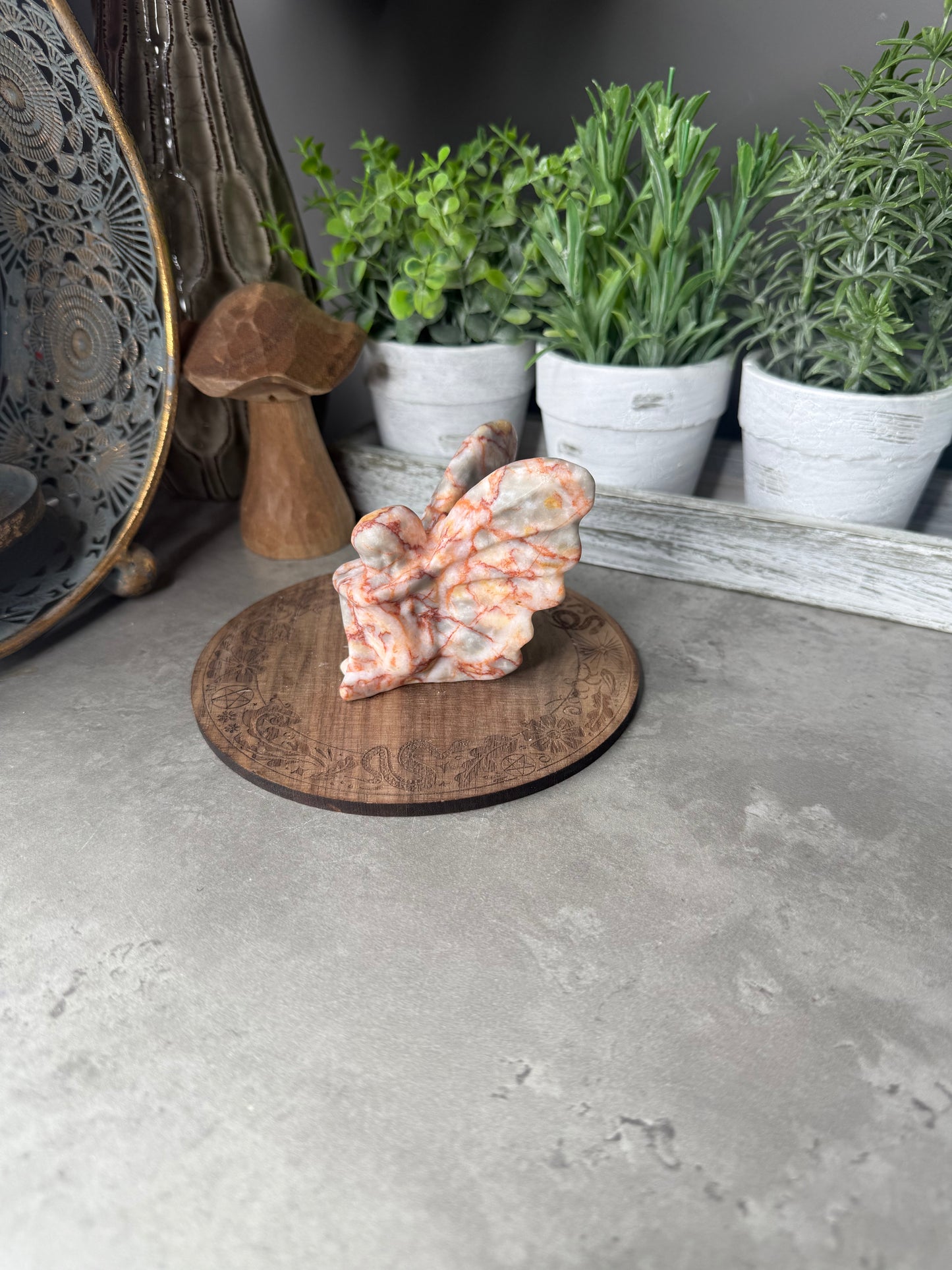 Red Vein Jasper Sitting Fairy Crystal Carving - 79g
