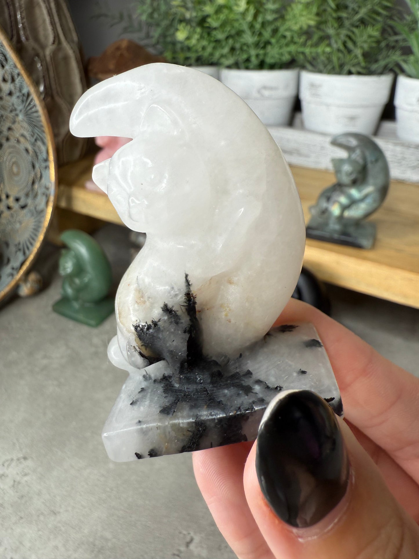 Moon Cat Crystal Carving Medium Size