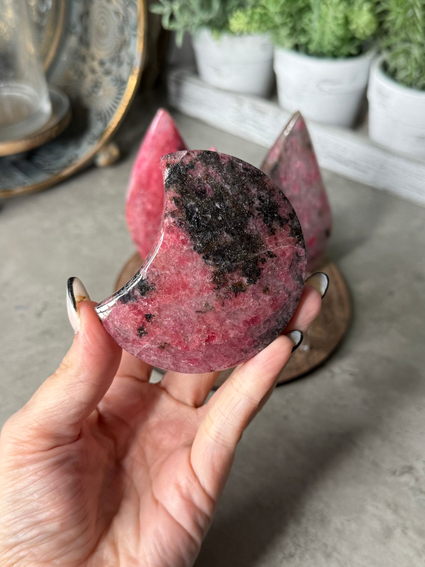 Rhodonite Teardrop, Moon, Tower