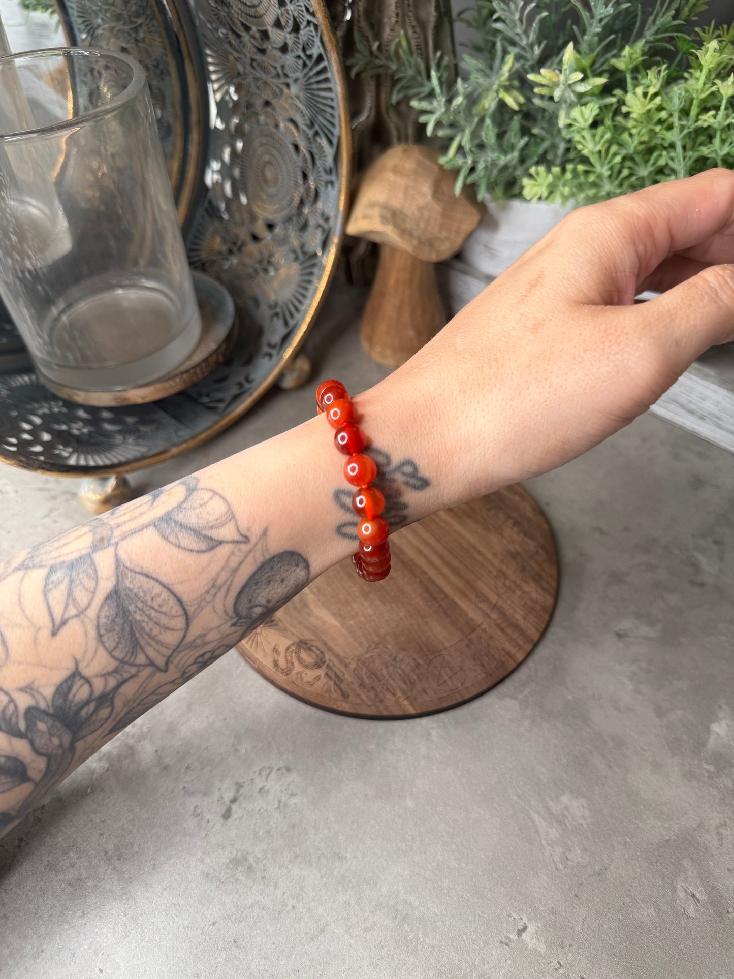 Carnelian Crystal Beaded Bracelet