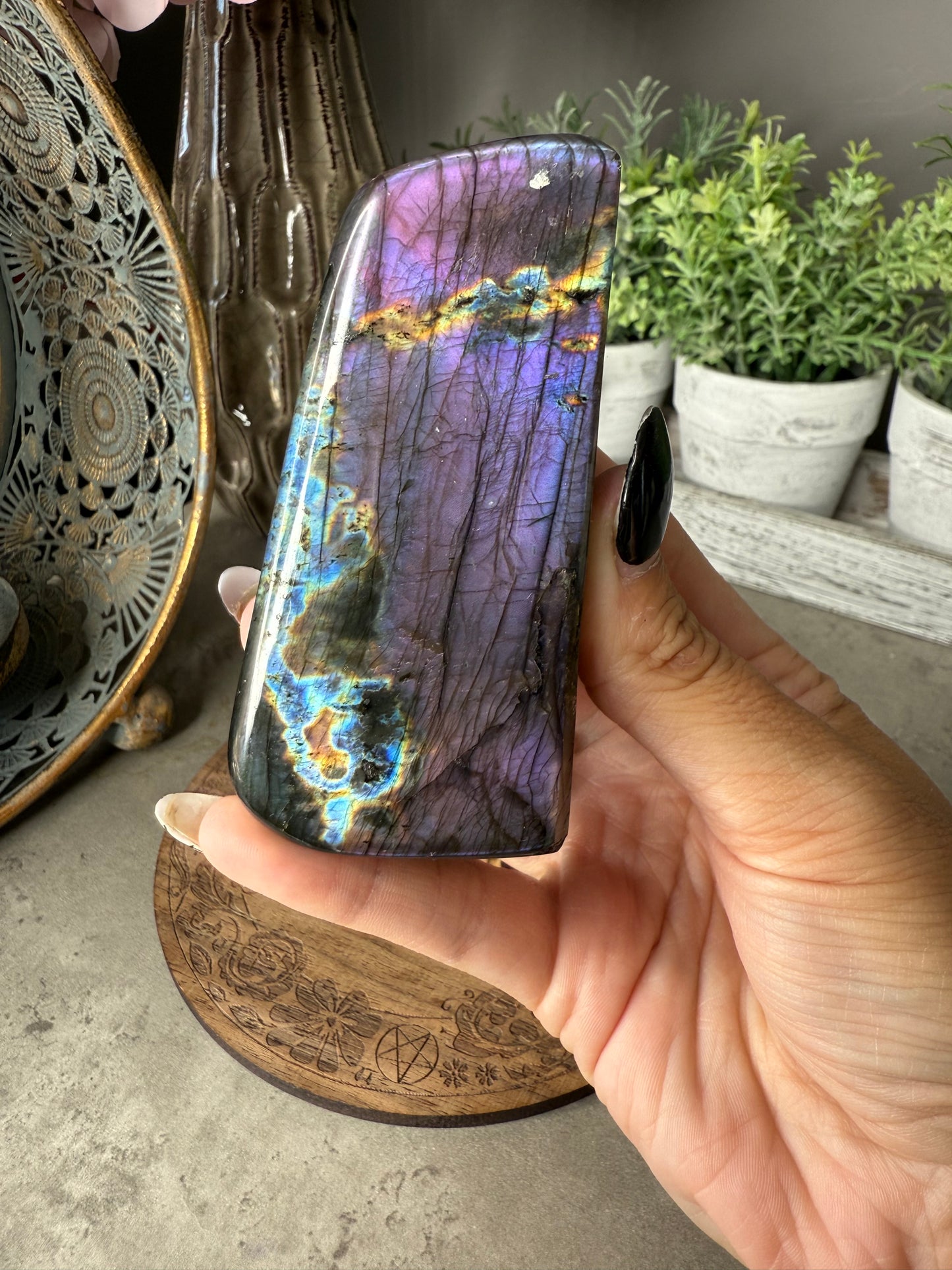 Purple Flash Labradorite Crystal Freeform