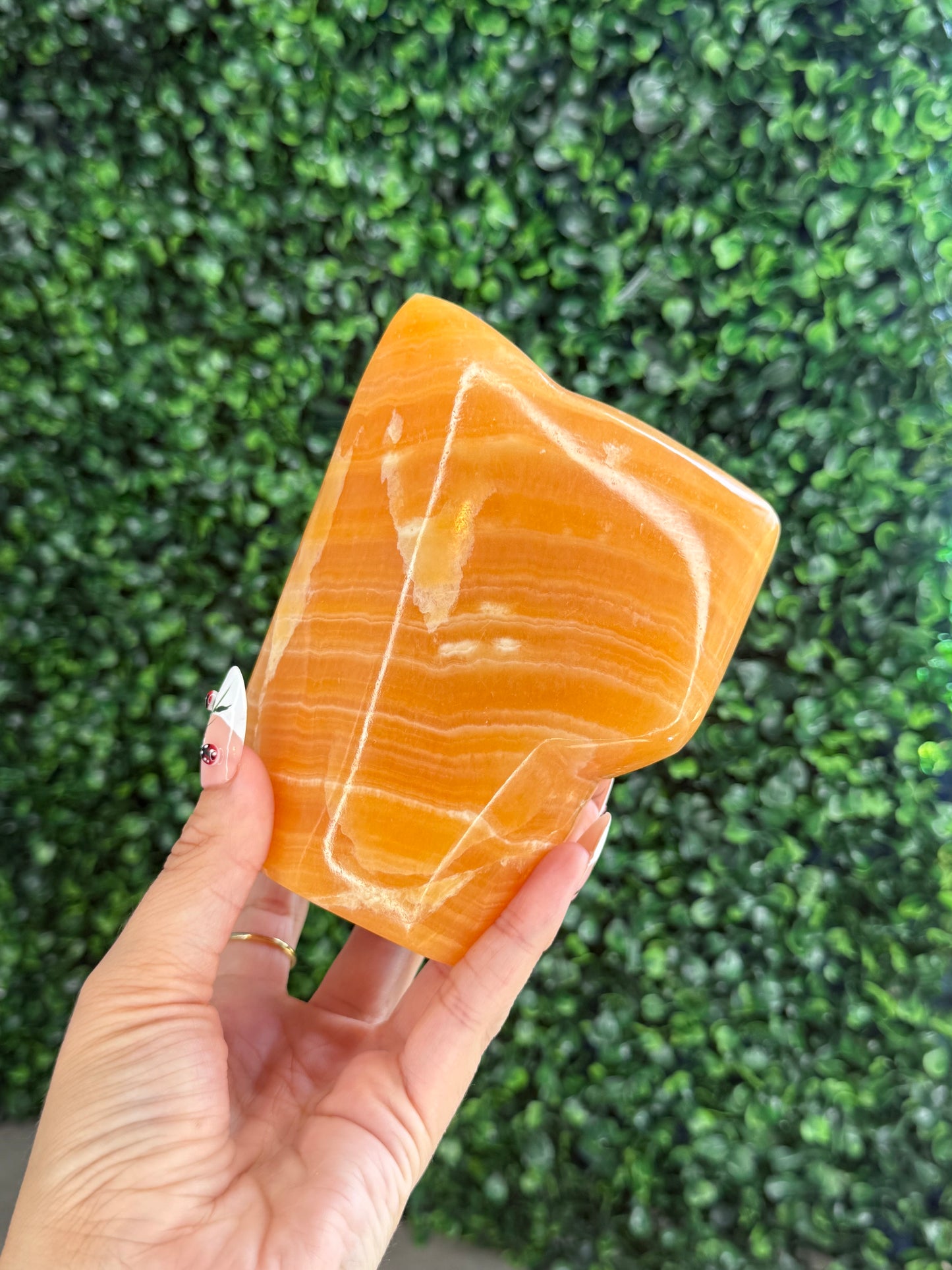 XL Orange Calcite Polished Freeform Crystal Carvings from India I 1.3kg