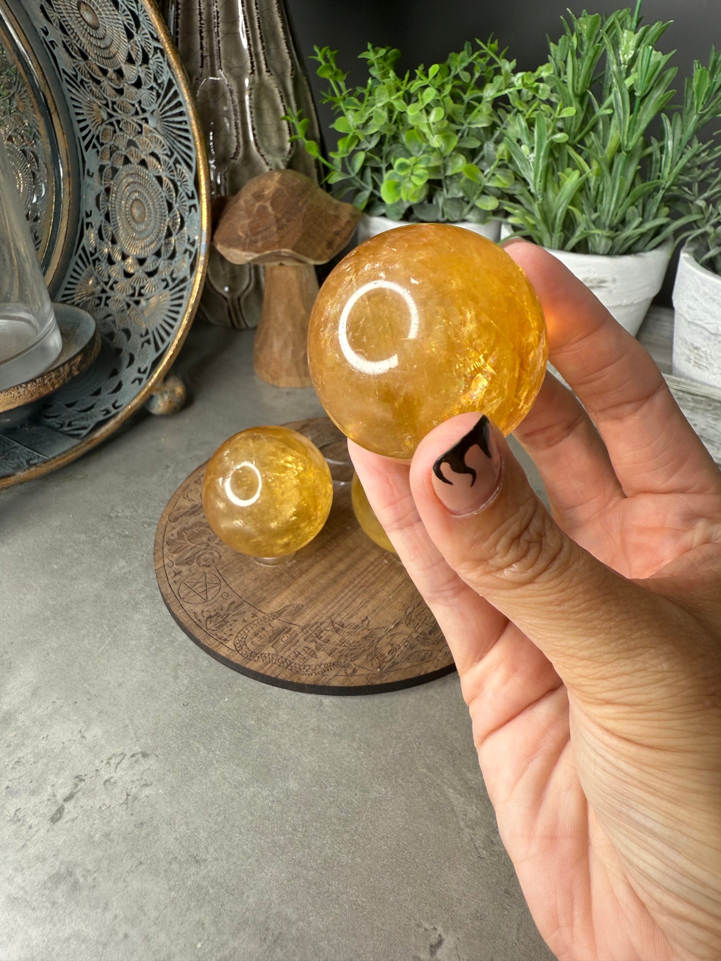 AAA Honey Calcite Crystal Spheres