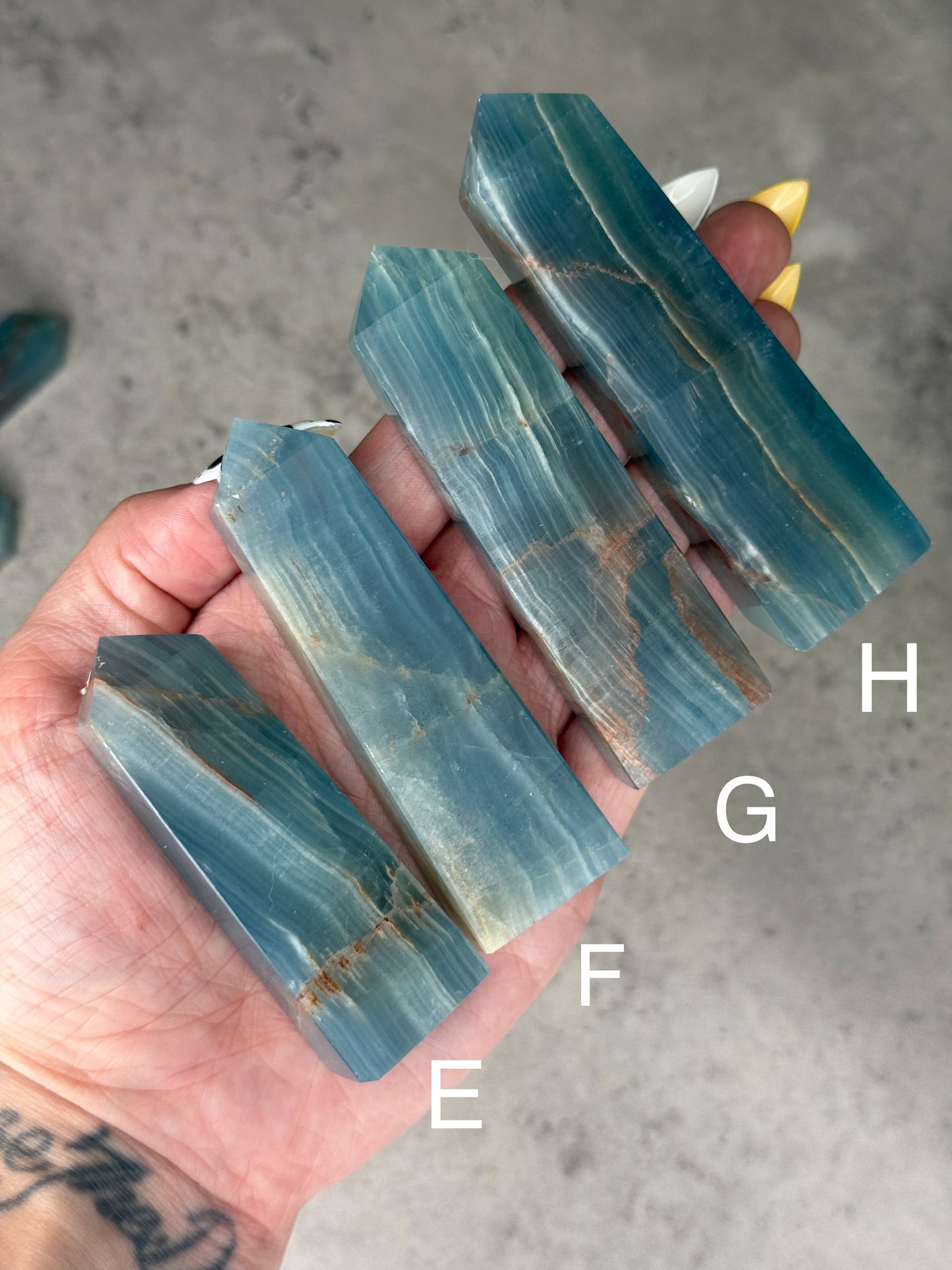 Lemurian Aquatine Calcite Blue Onyx Crystal Towers