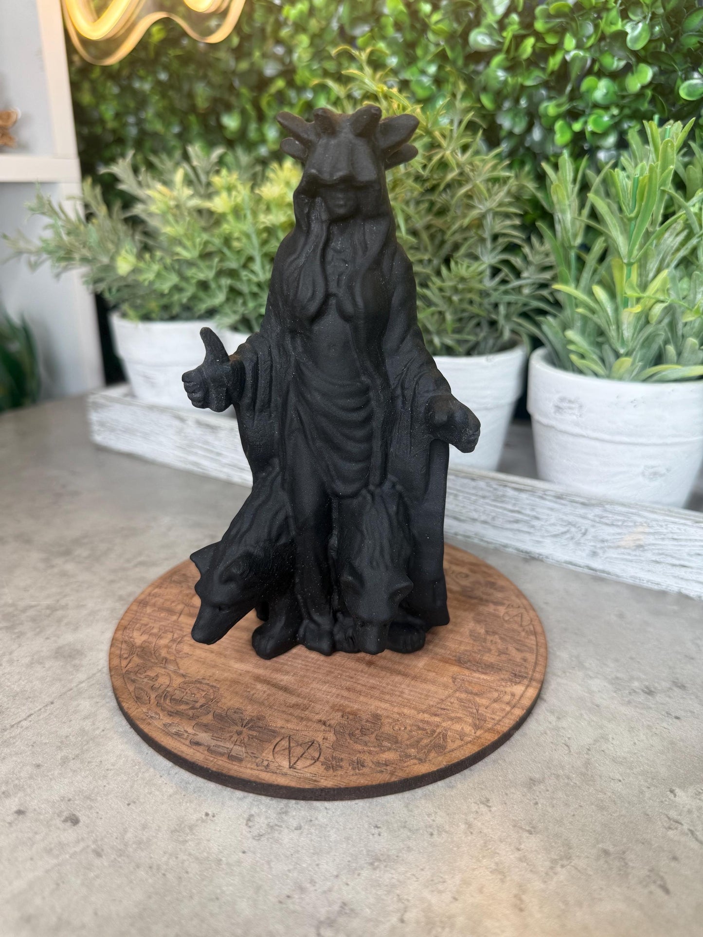 Unpolished Obsidian Hecate Crystal Carving - 6 inches tall